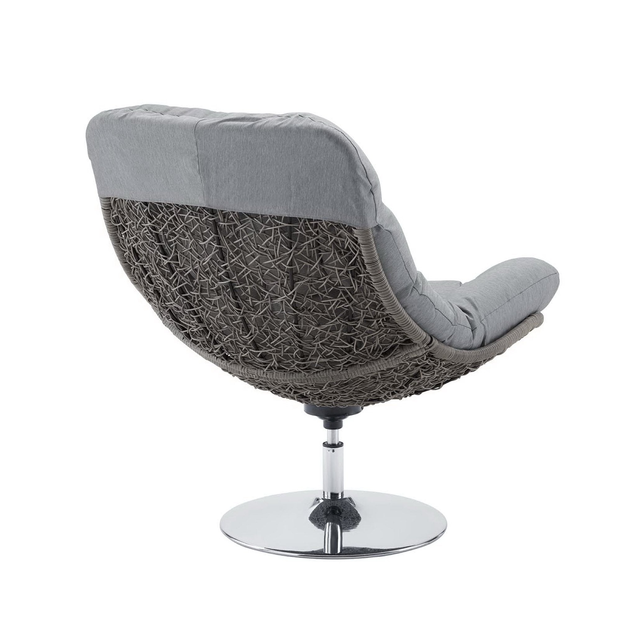 Brighton Wicker Rattan Outdoor Patio Swivel Lounge Chair, Light Gray Gray