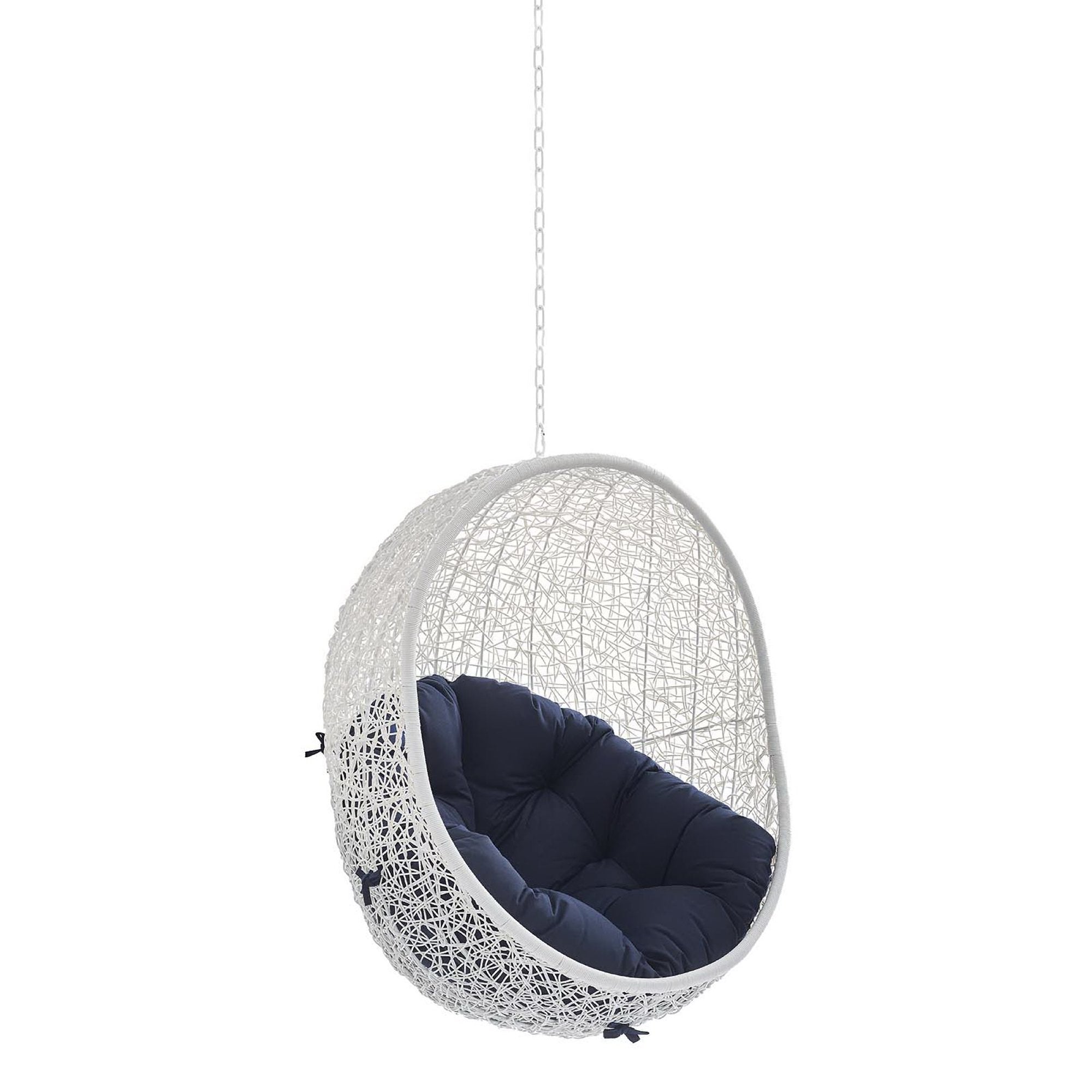Hide Sunbrella® Fabric Swing Outdoor Patio Lounge Chair Without Stand, White Navy