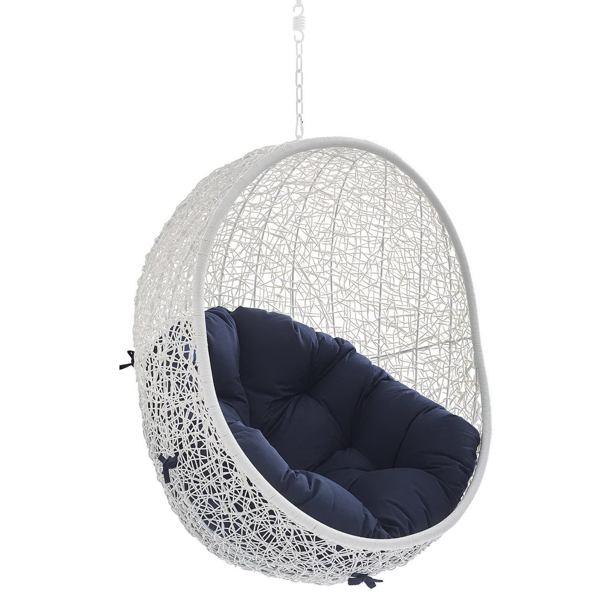 Hide Sunbrella® Fabric Swing Outdoor Patio Lounge Chair Without Stand, White Navy