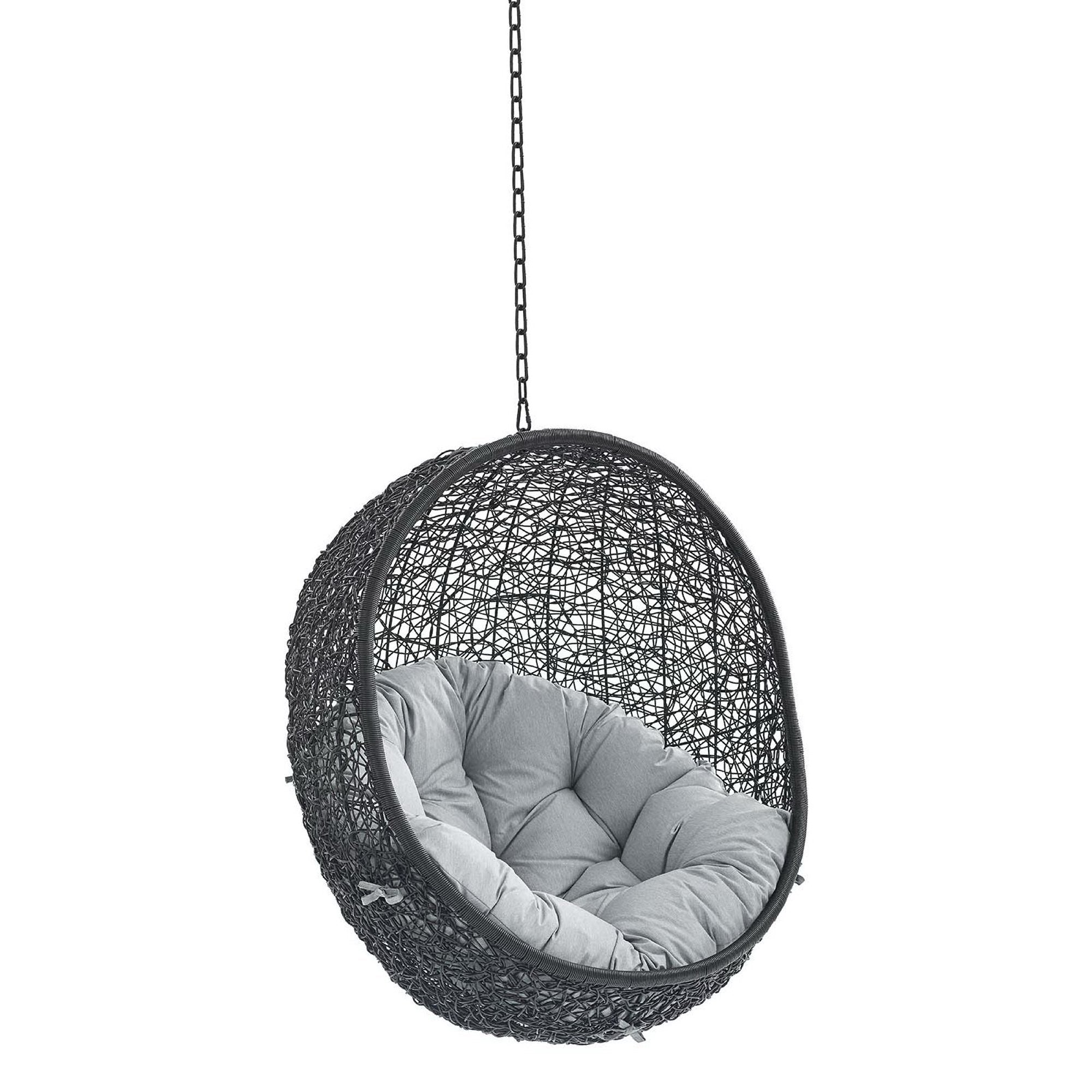 Encase Sunbrella® Fabric Swing Outdoor Patio Lounge Chair Without Stand, Black Gray