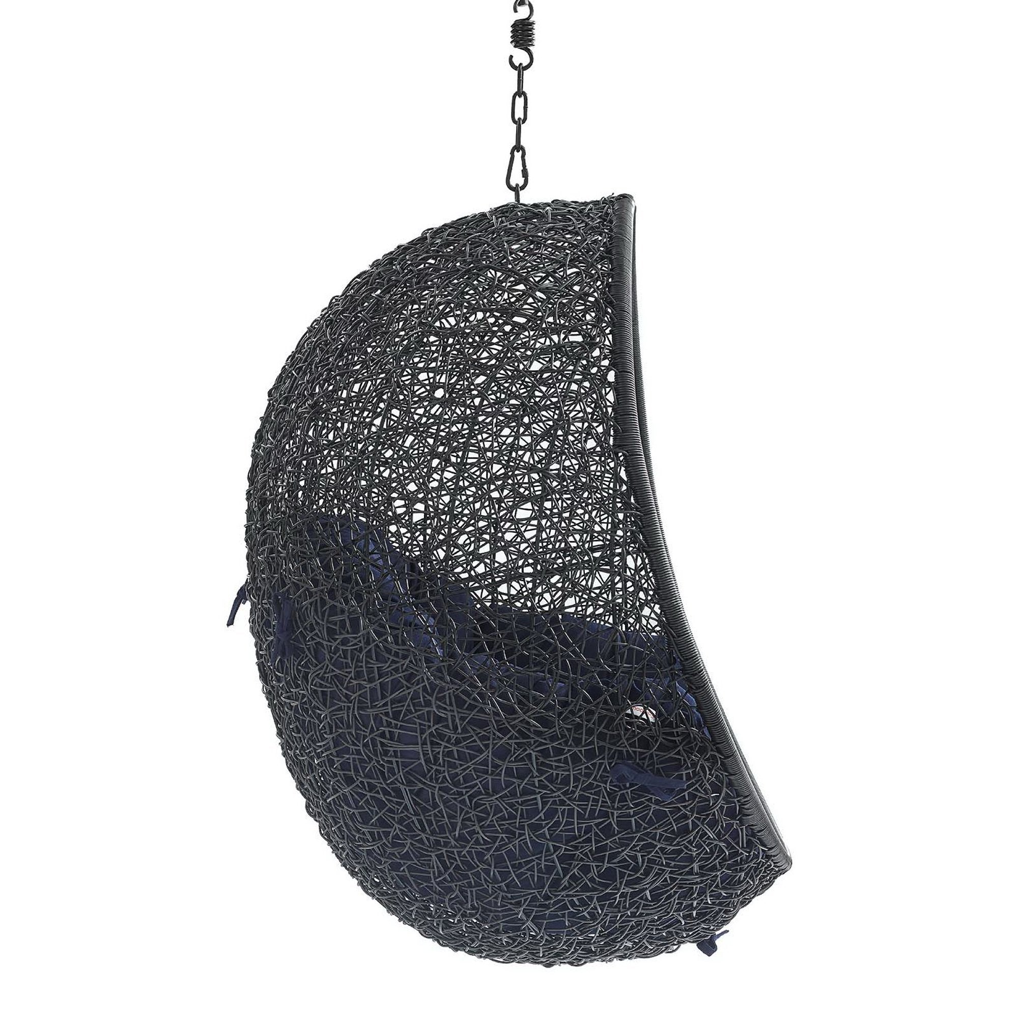 Encase Sunbrella® Fabric Swing Outdoor Patio Lounge Chair Without Stand, Black Navy