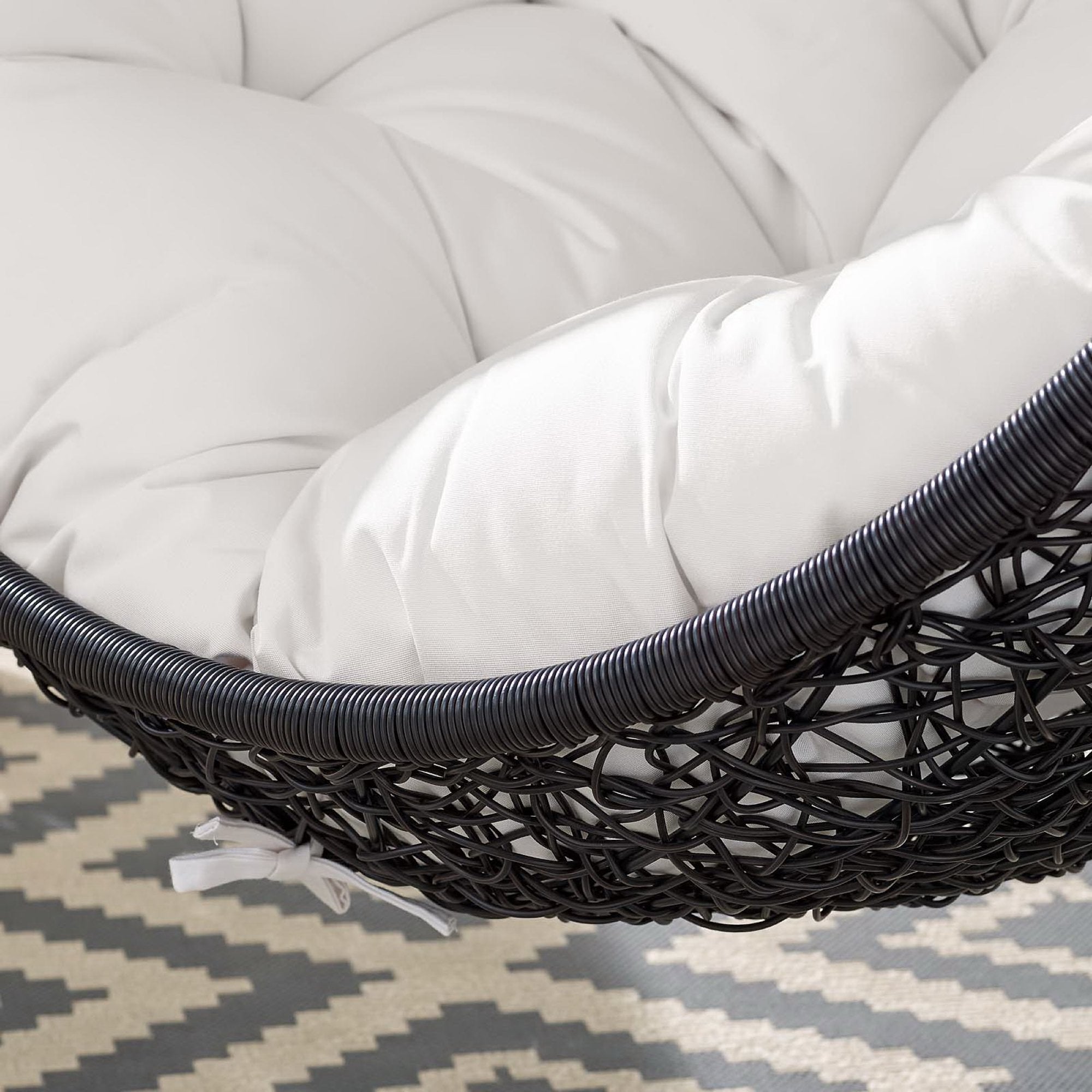 Encase Sunbrella® Fabric Swing Outdoor Patio Lounge Chair Without Stand, Black White