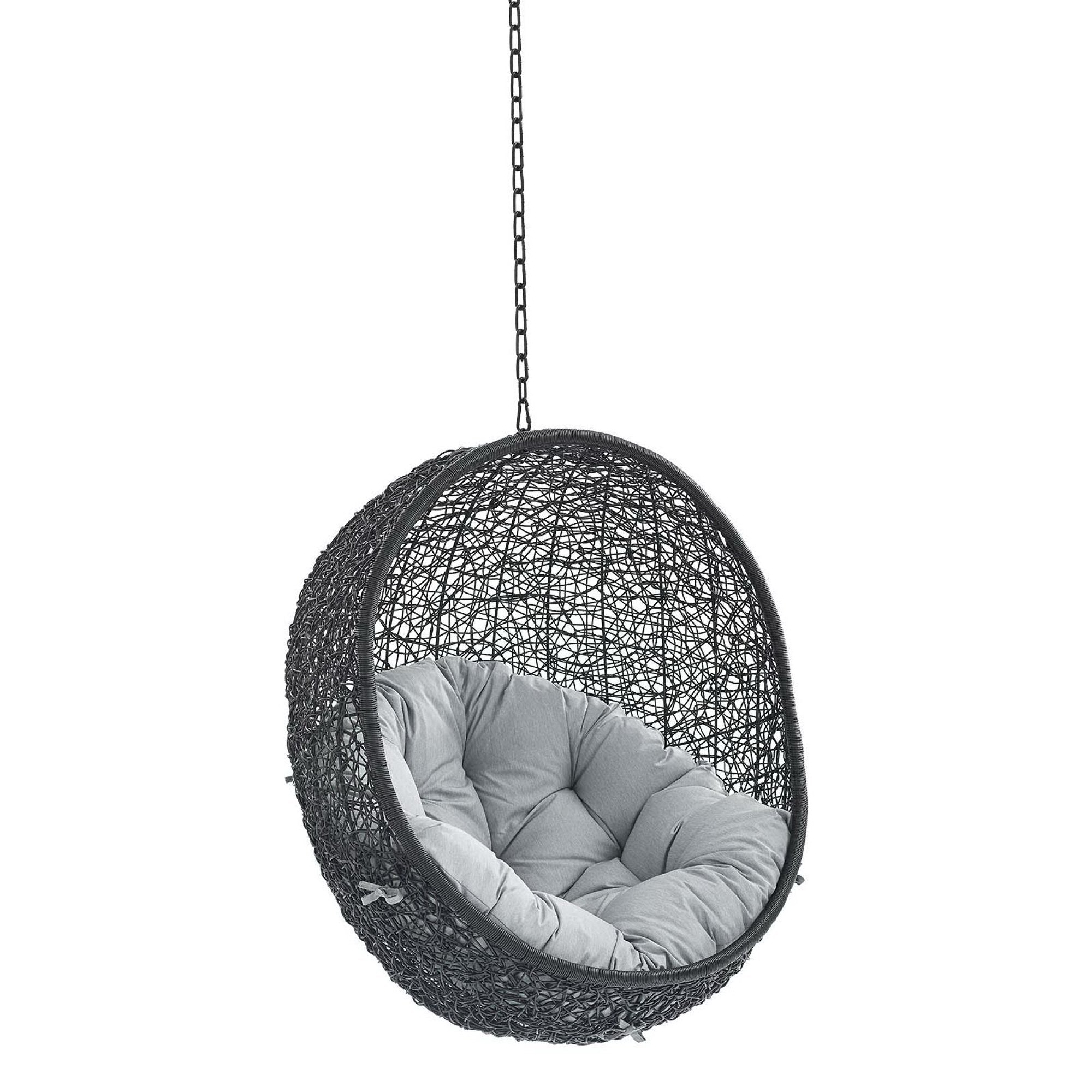 Encase Swing Outdoor Patio Lounge Chair Without Stand, Black Gray