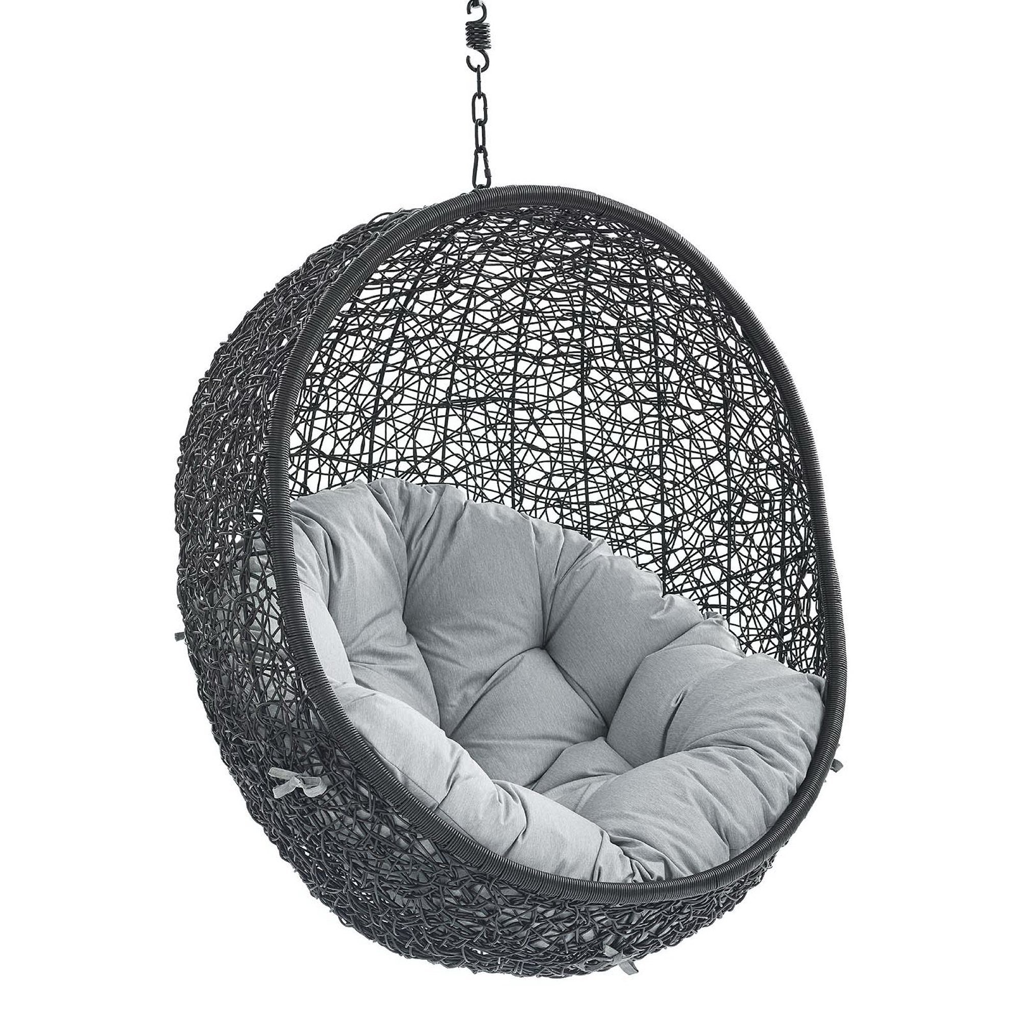 Encase Swing Outdoor Patio Lounge Chair Without Stand, Black Gray
