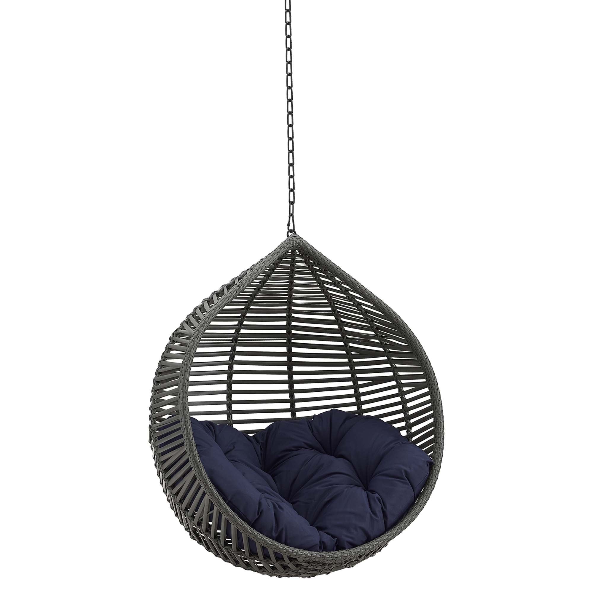 Garner Teardrop Outdoor Patio Swing Chair Without Stand, Gray Navy