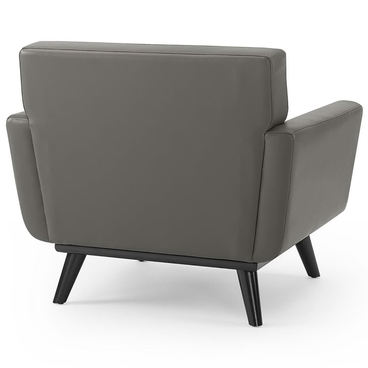 Engage Top-Grain Leather Living Room Lounge Accent Armchair, Gray