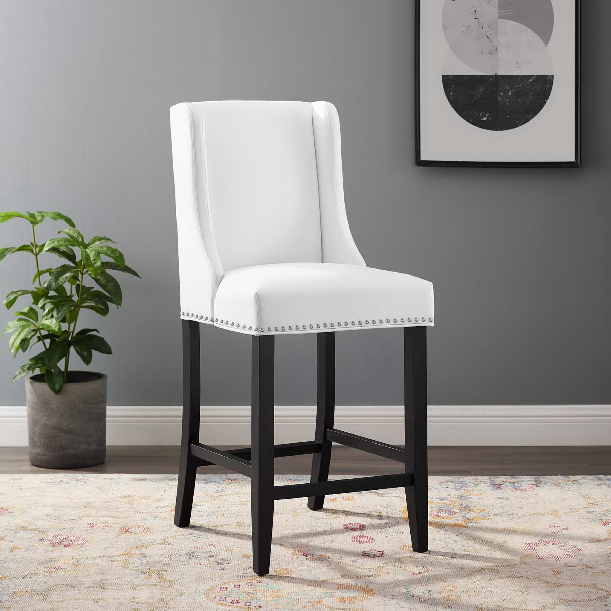 Baron Faux Leather Counter Stool, White