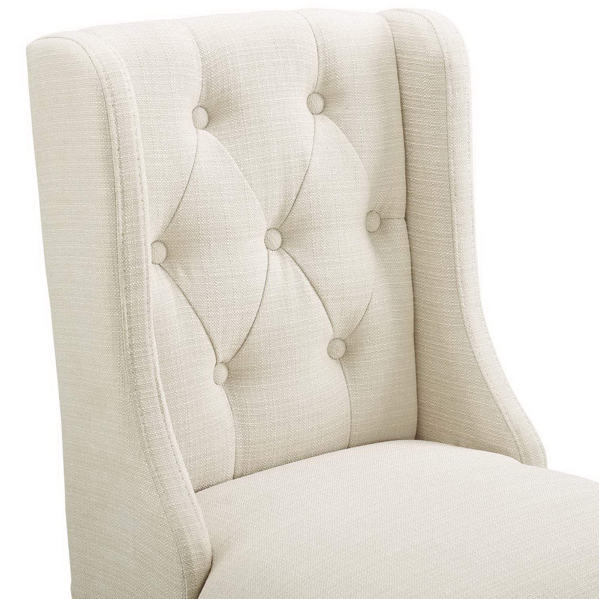 Baronet Tufted Button Upholstered Fabric Counter Stool, Beige