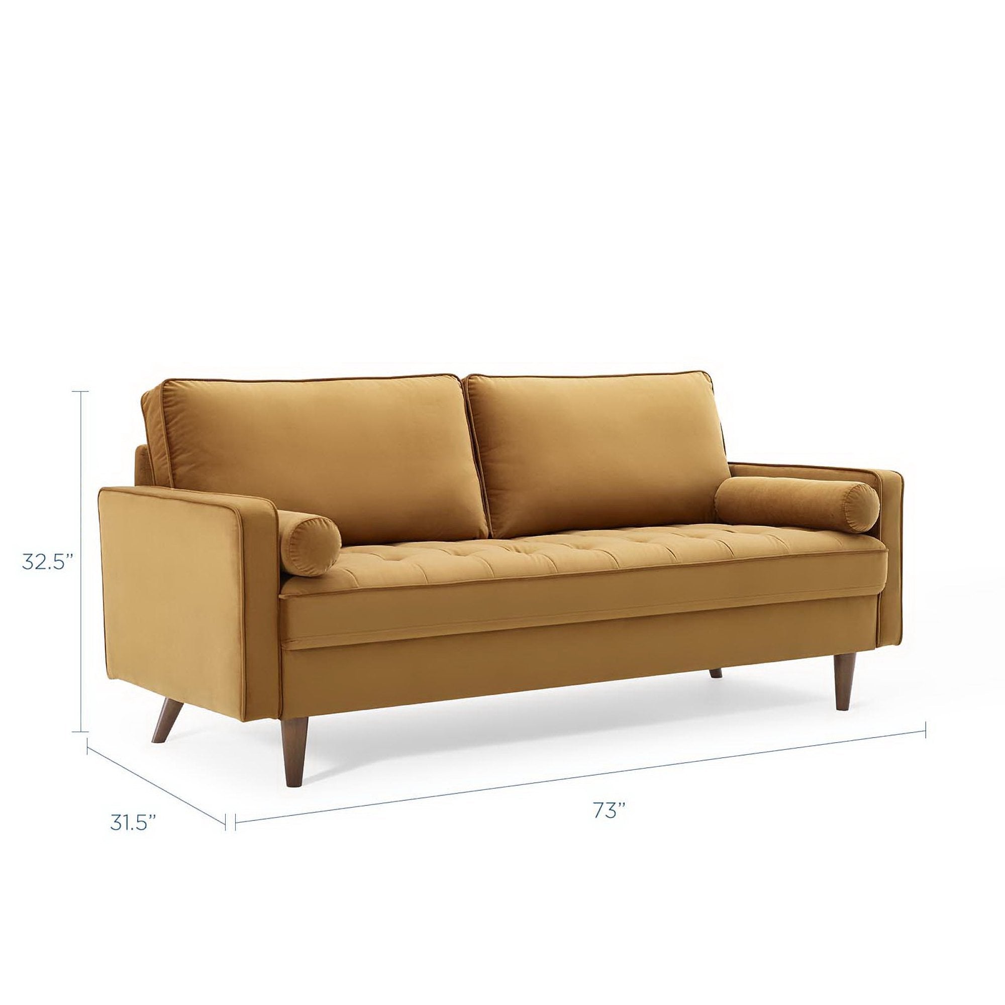 Valour Performance Velvet Sofa, Cognac