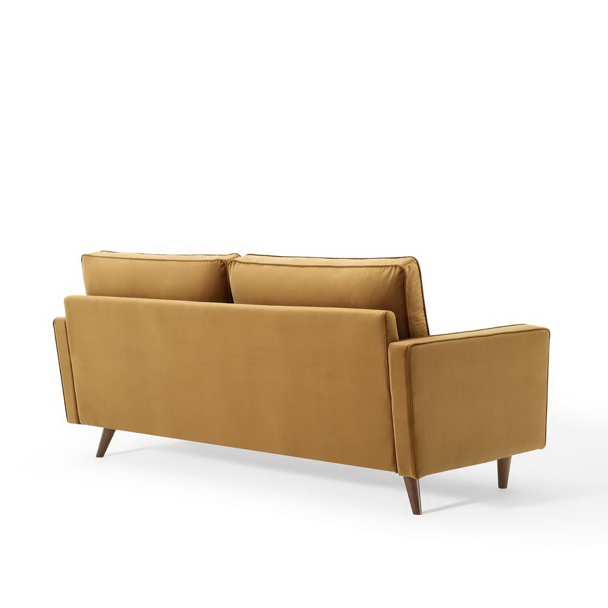 Valour Performance Velvet Sofa, Cognac