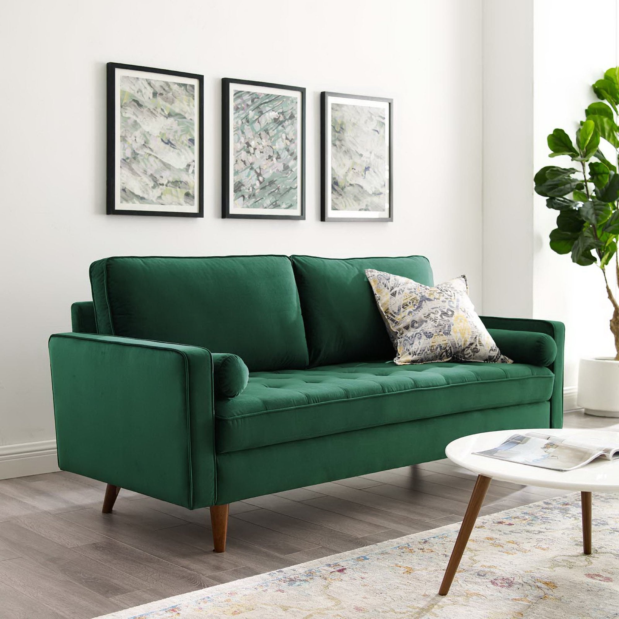 Valour Performance Velvet Sofa, Green