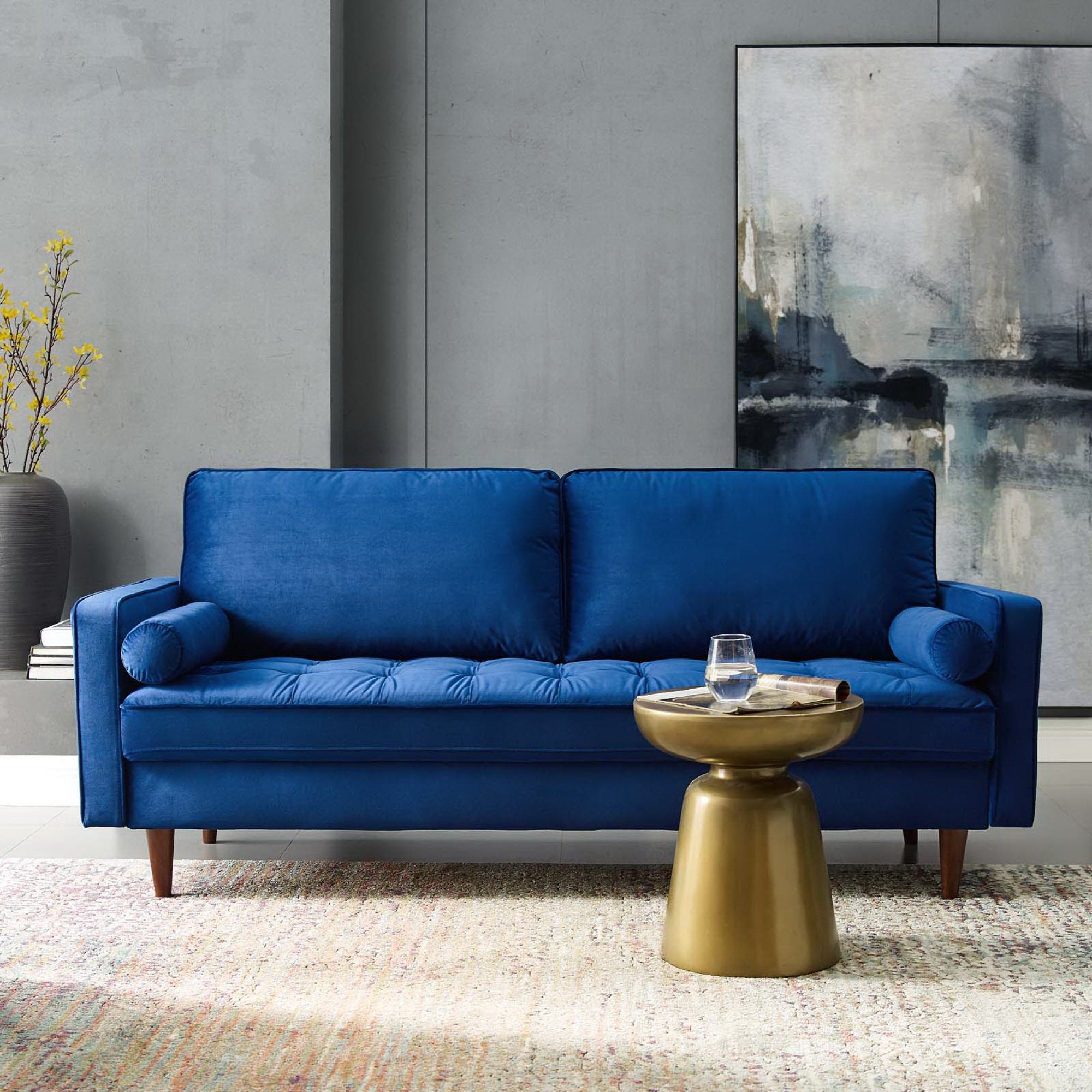 Valour Performance Velvet Sofa, Navy