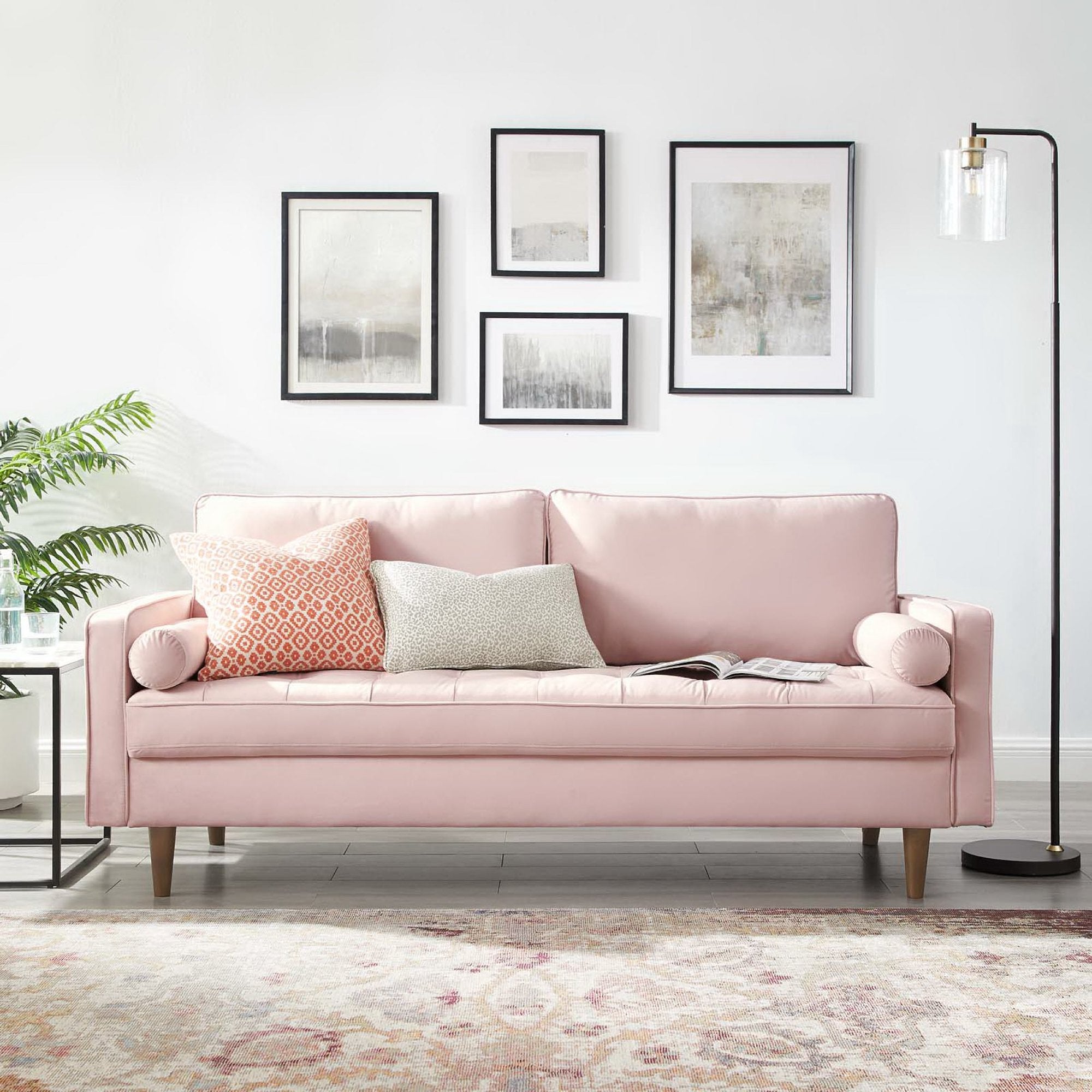 Valour Performance Velvet Sofa, Pink
