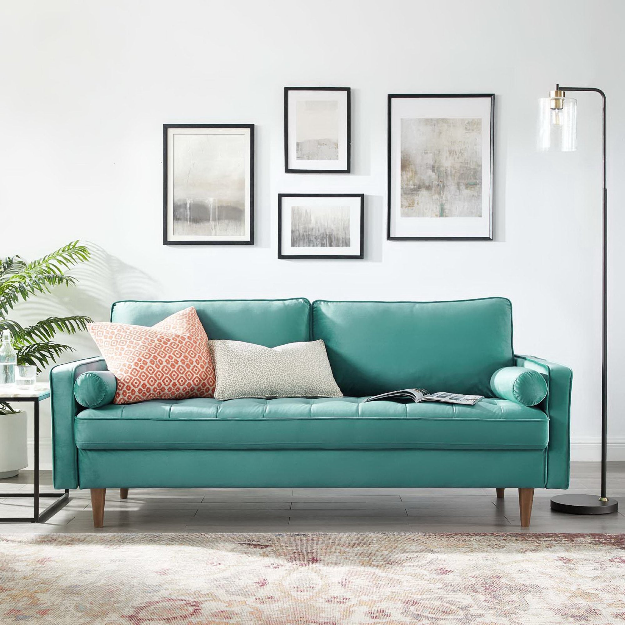 Valour Performance Velvet Sofa, Teal