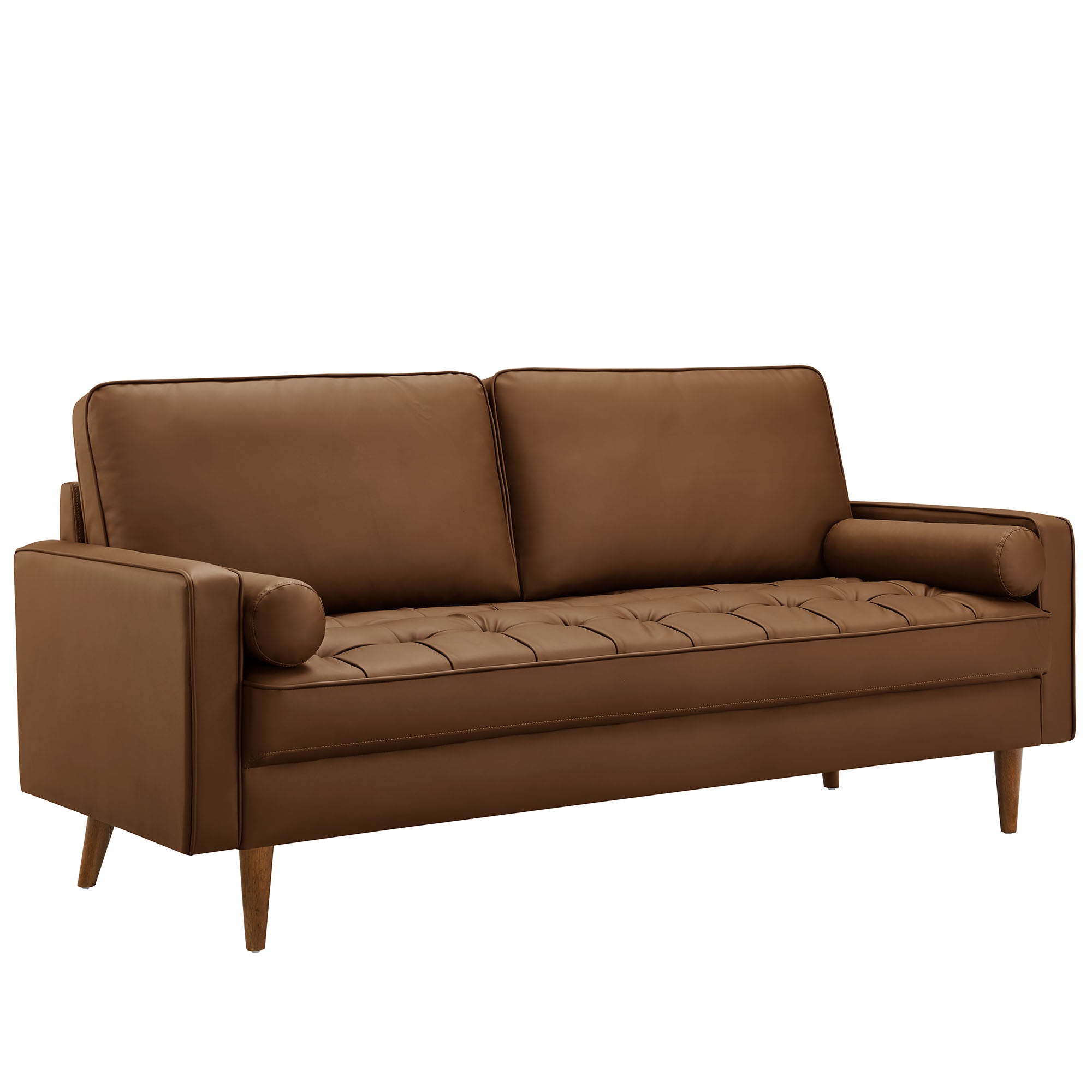 Valour Tufted Vegan Leather Sofa, Brown