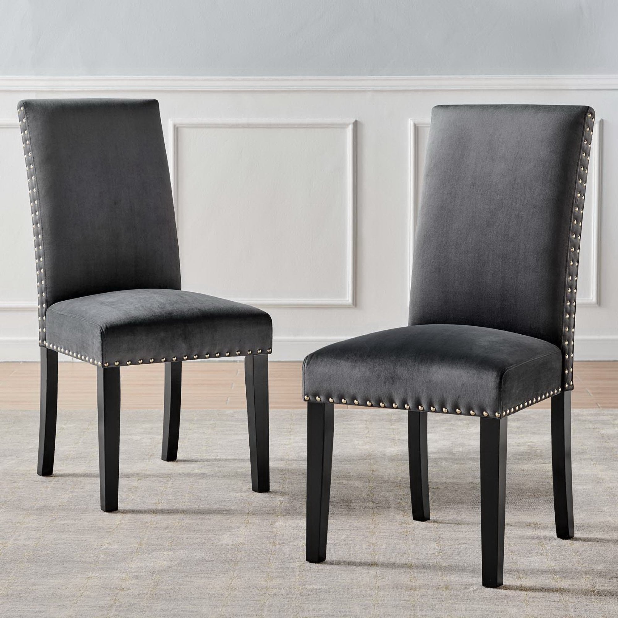 Parcel Performance Velvet Dining Side Chairs Set of 2, Charcoal