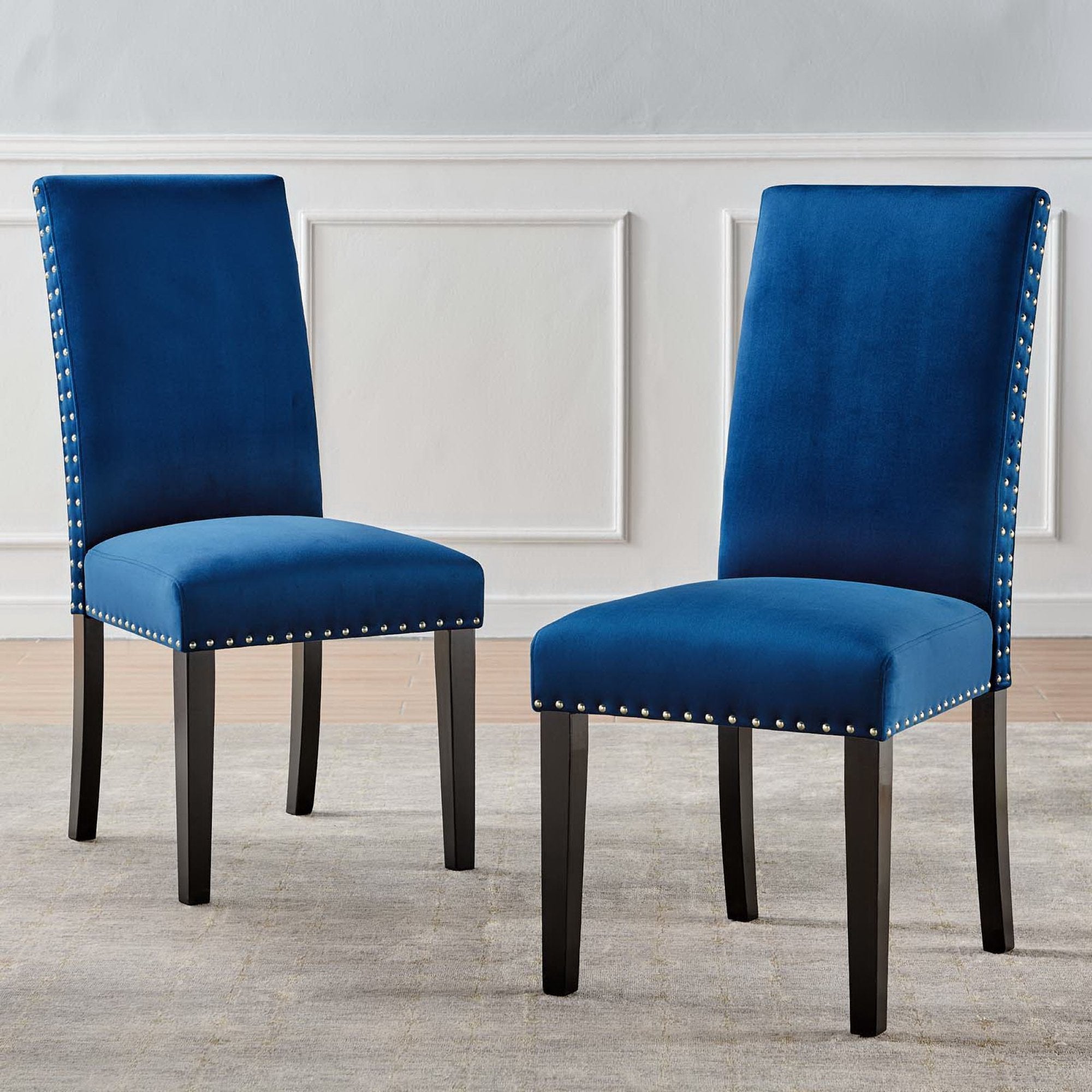 Parcel Performance Velvet Dining Side Chairs Set of 2, Navy