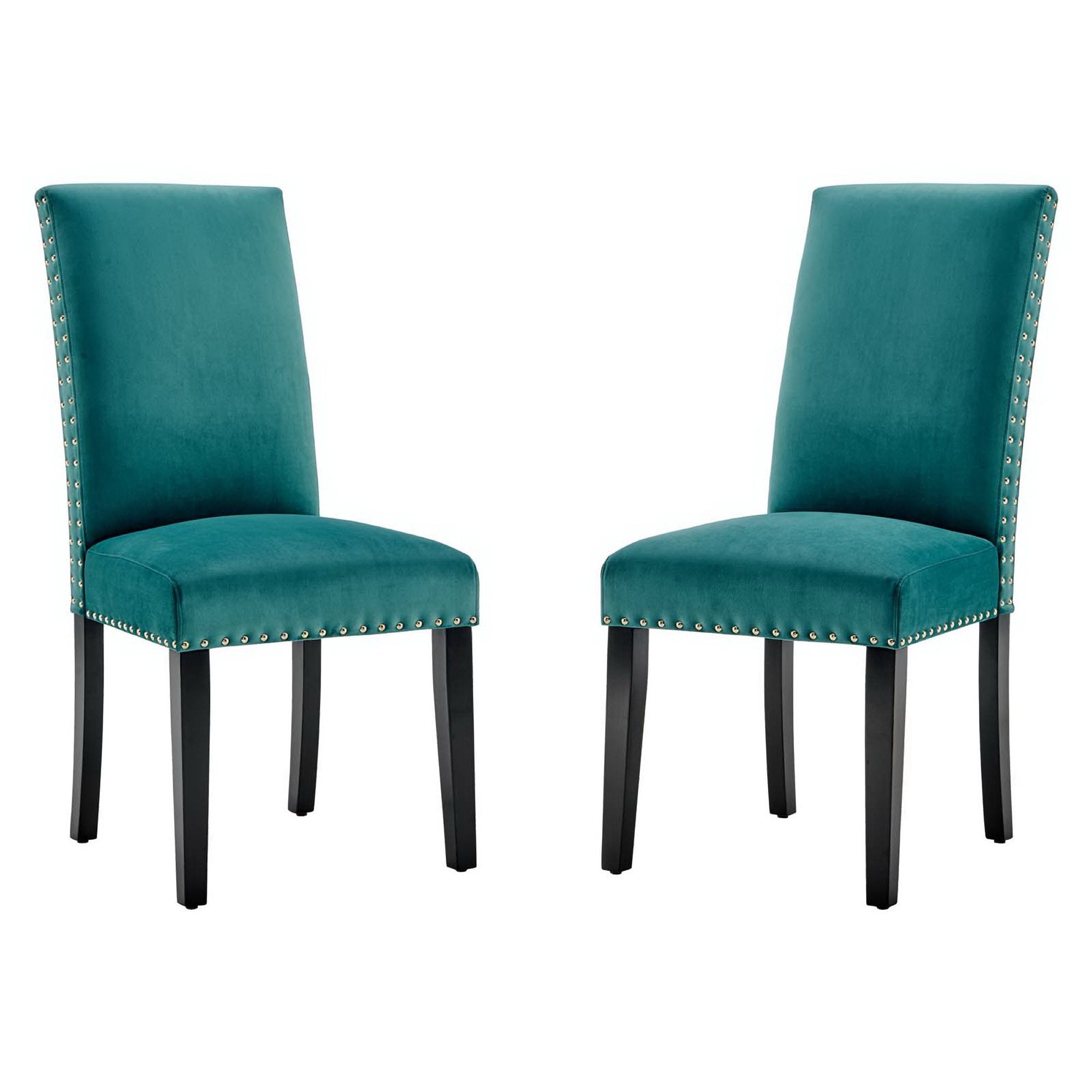 Parcel Performance Velvet Dining Side Chairs Set of 2, Teal