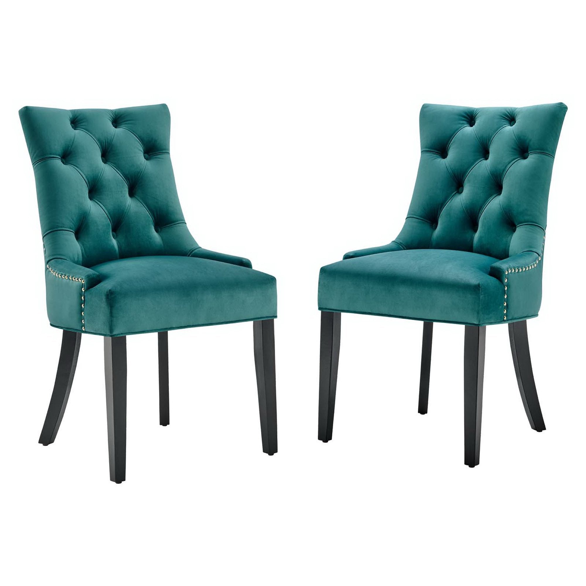 Regent Tufted Performance Velvet Dining Side Chairs Set of 2, Teal