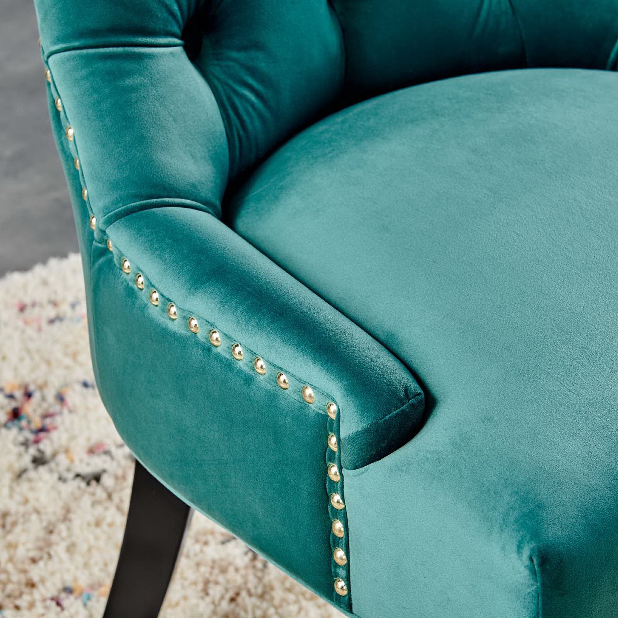 Regent Tufted Performance Velvet Dining Side Chairs Set of 2, Teal