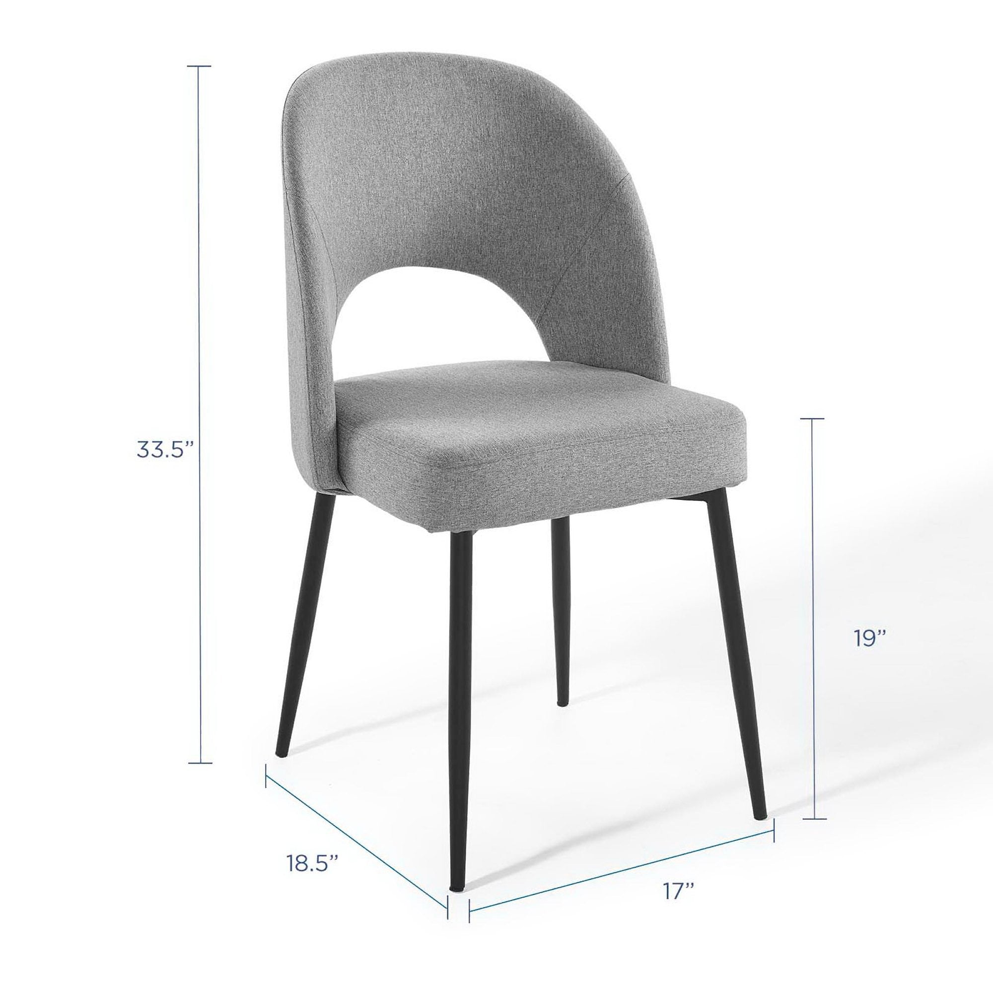 Rouse Upholstered Fabric Dining Side Chair, Black Light Gray