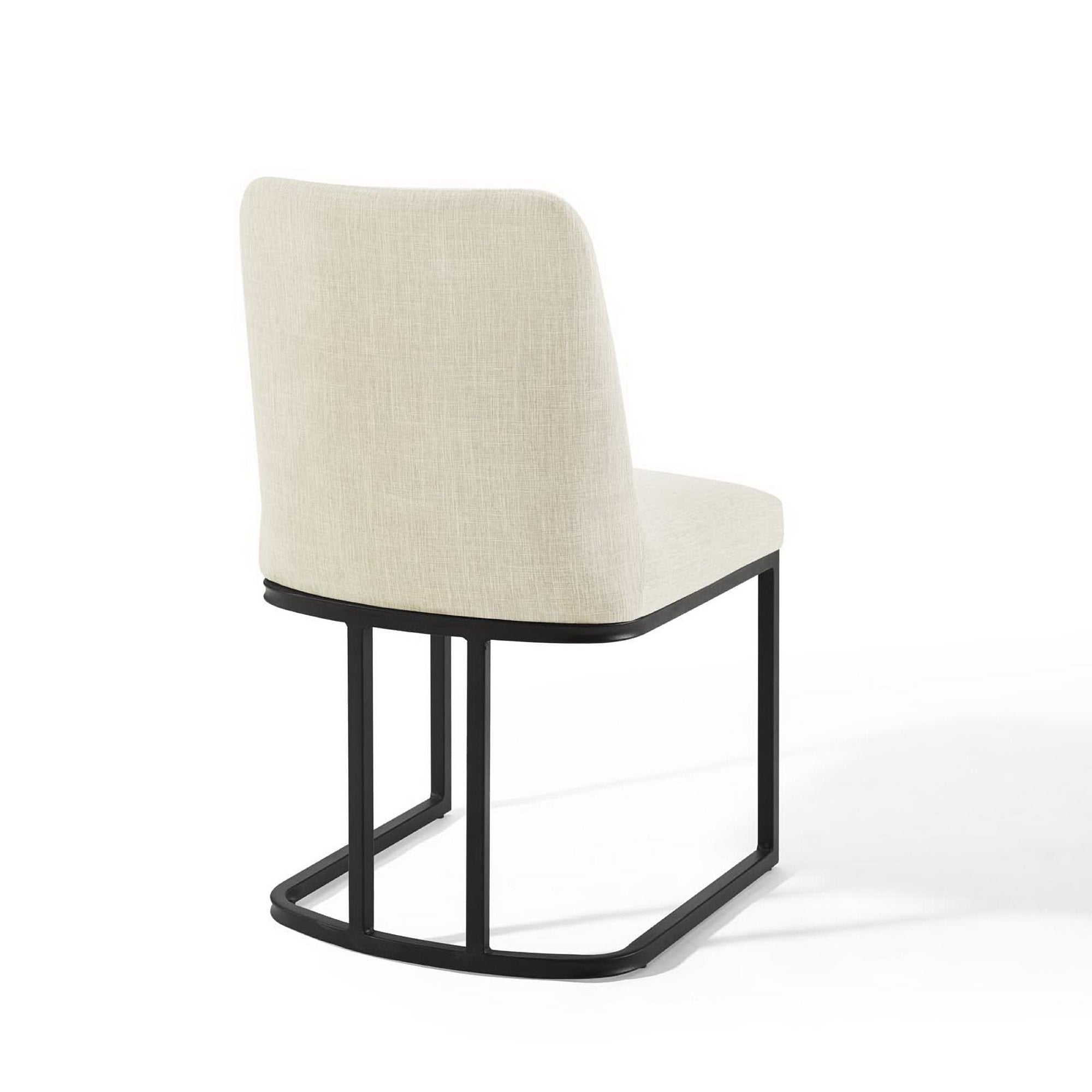 Amplify Sled Base Upholstered Fabric Dining Side Chair, Black Beige