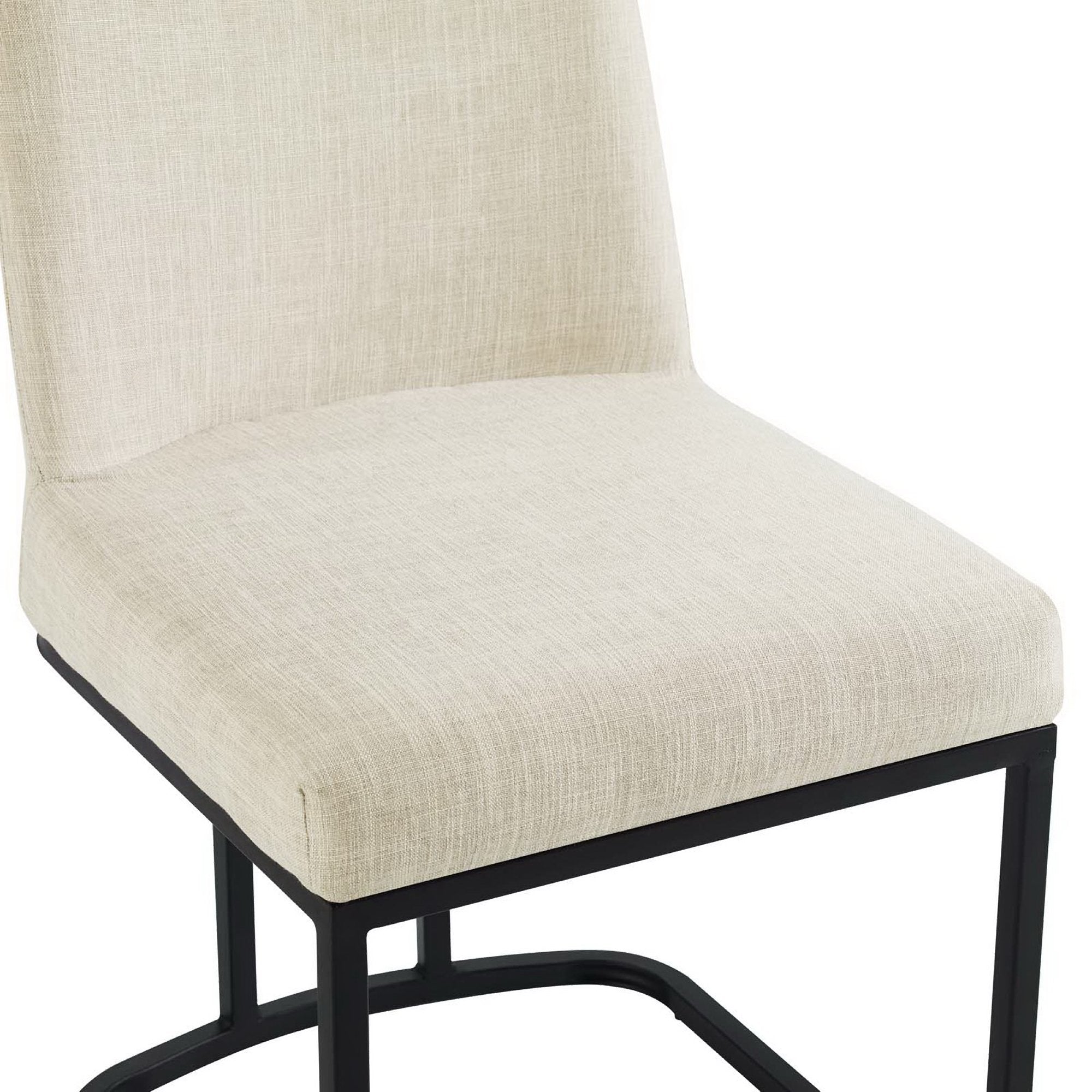 Amplify Sled Base Upholstered Fabric Dining Side Chair, Black Beige