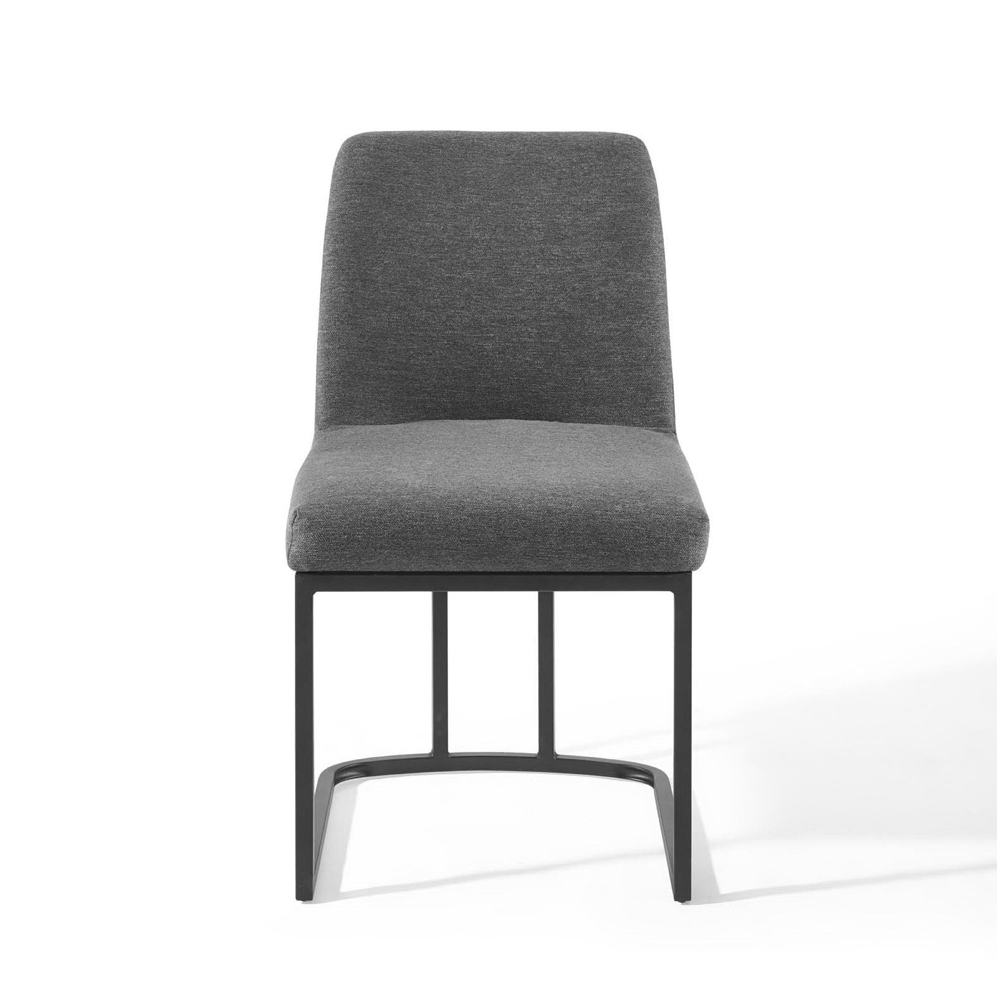 Amplify Sled Base Upholstered Fabric Dining Side Chair, Black Charcoal