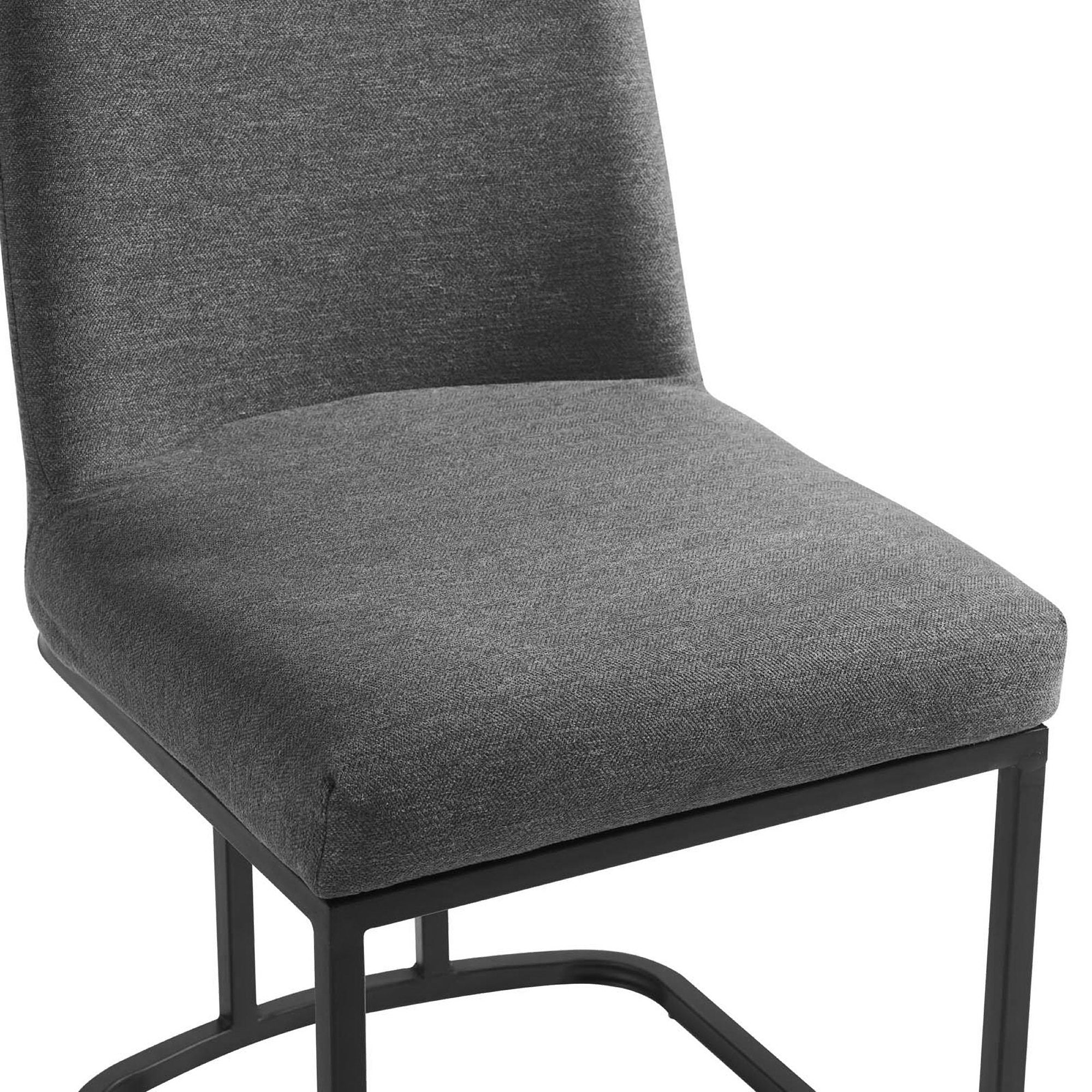 Amplify Sled Base Upholstered Fabric Dining Side Chair, Black Charcoal