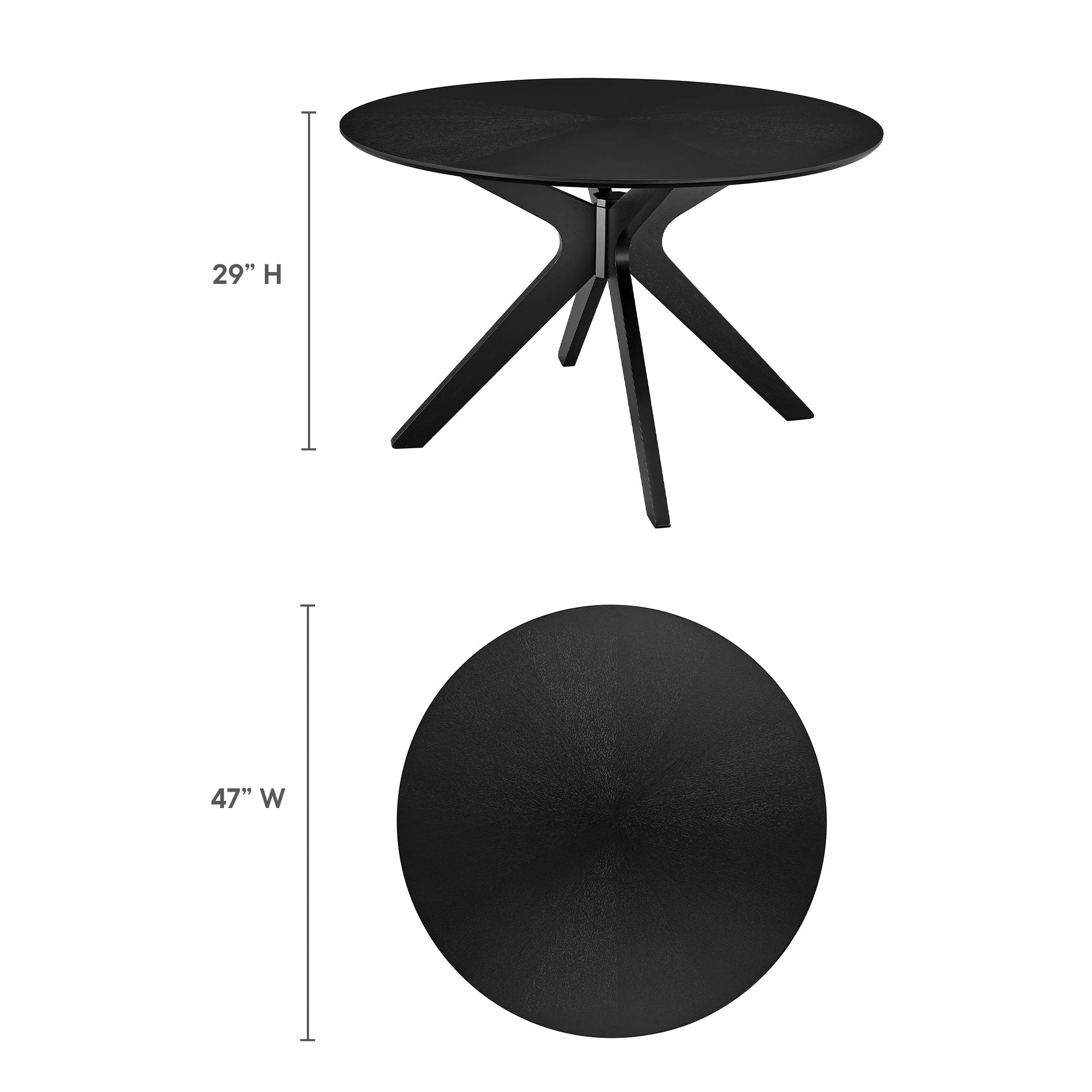 Crossroads 47" Round Wood Dining Table, Black