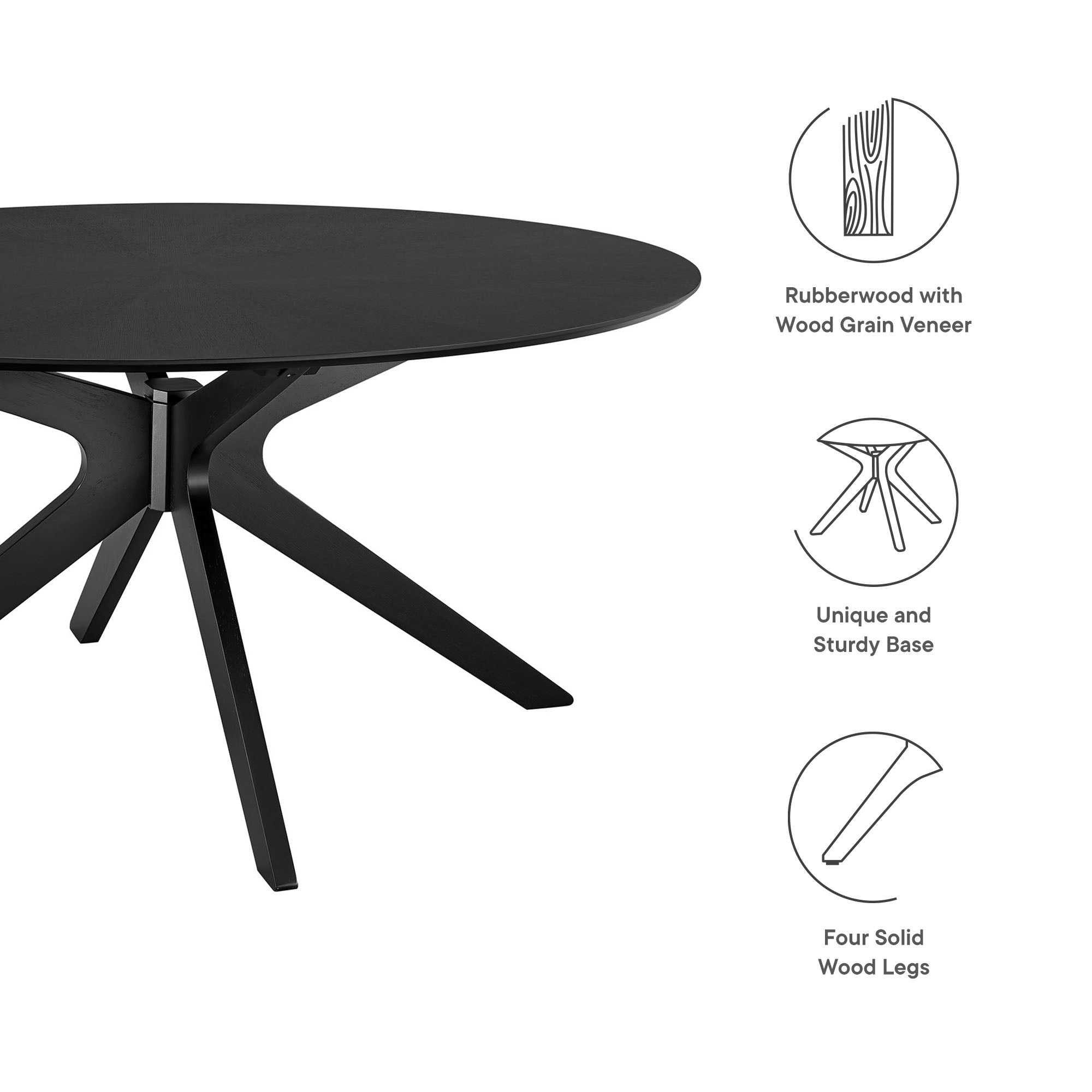 Crossroads 63" Oval Wood Dining Table, Black