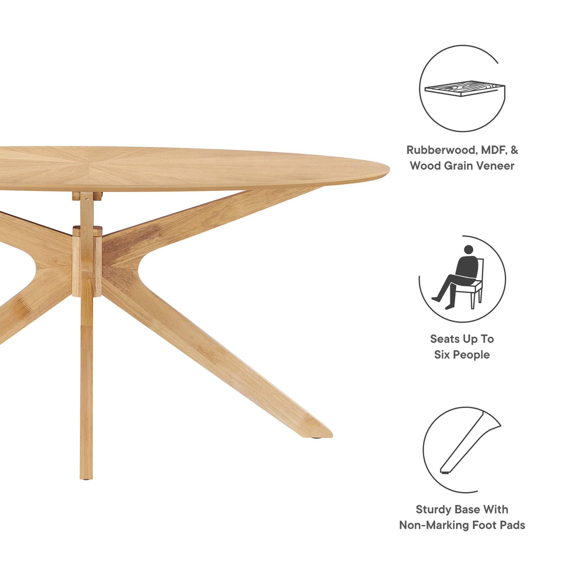 Crossroads 63" Oval Wood Dining Table, Oak