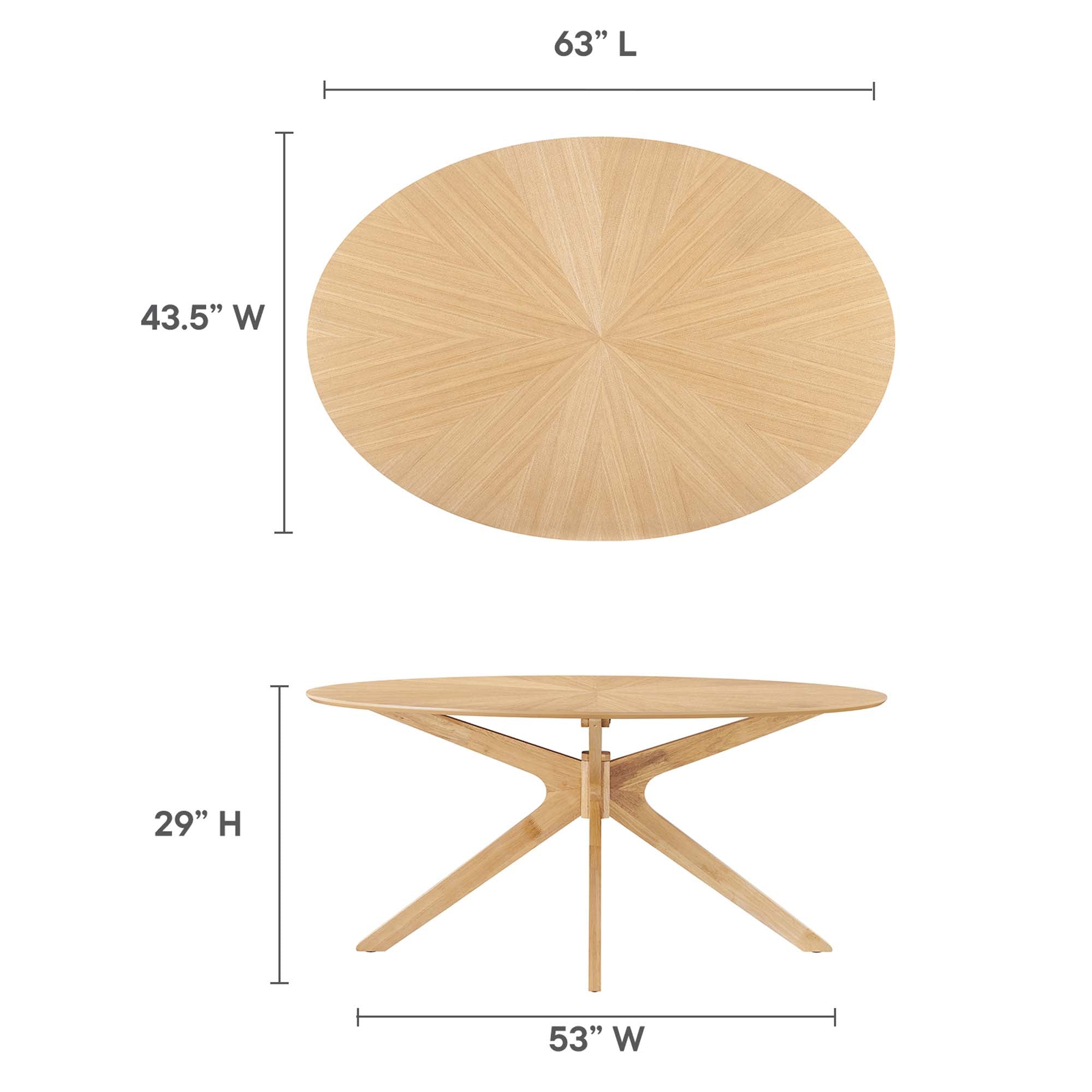 Crossroads 63" Oval Wood Dining Table, Oak