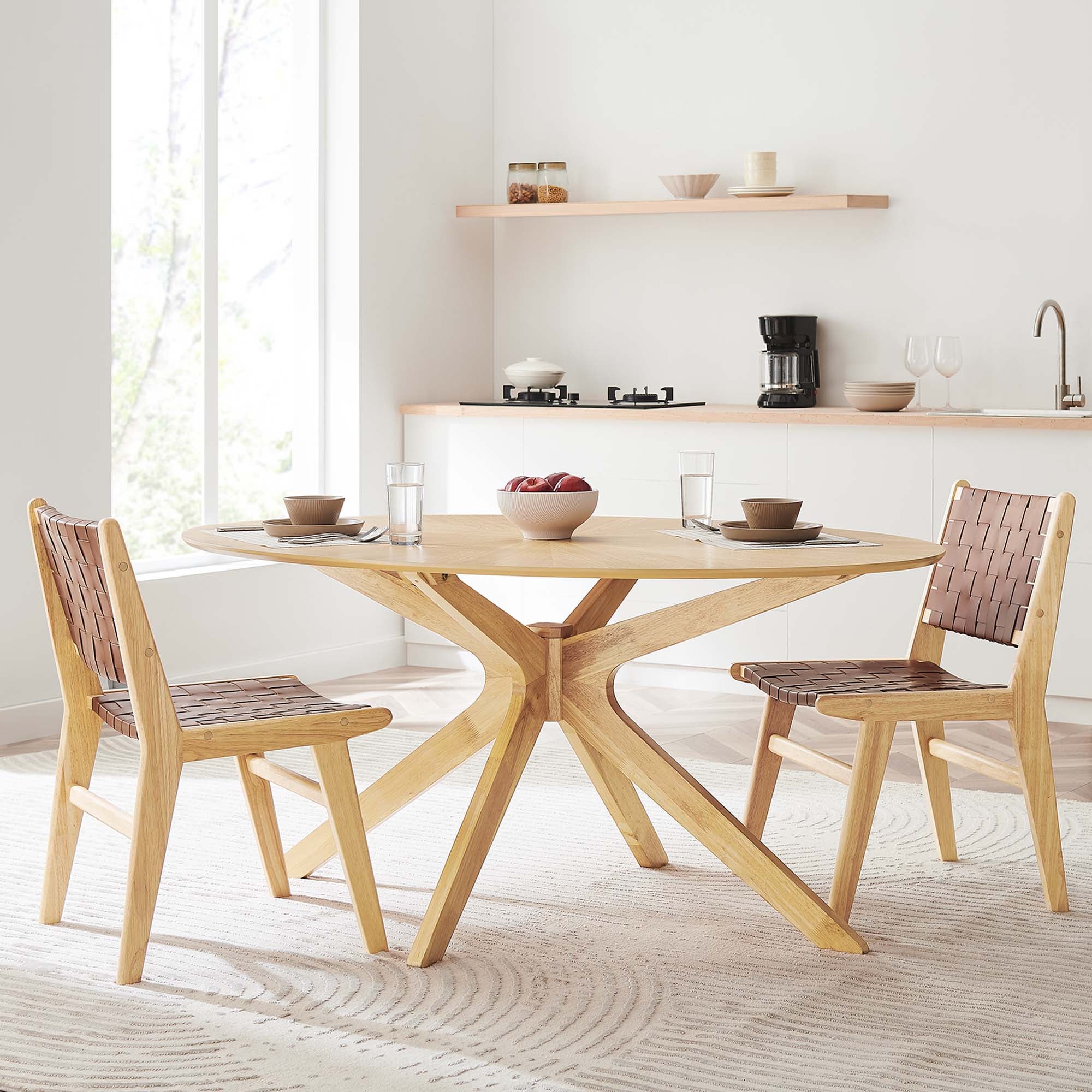 Crossroads 63" Oval Wood Dining Table, Oak