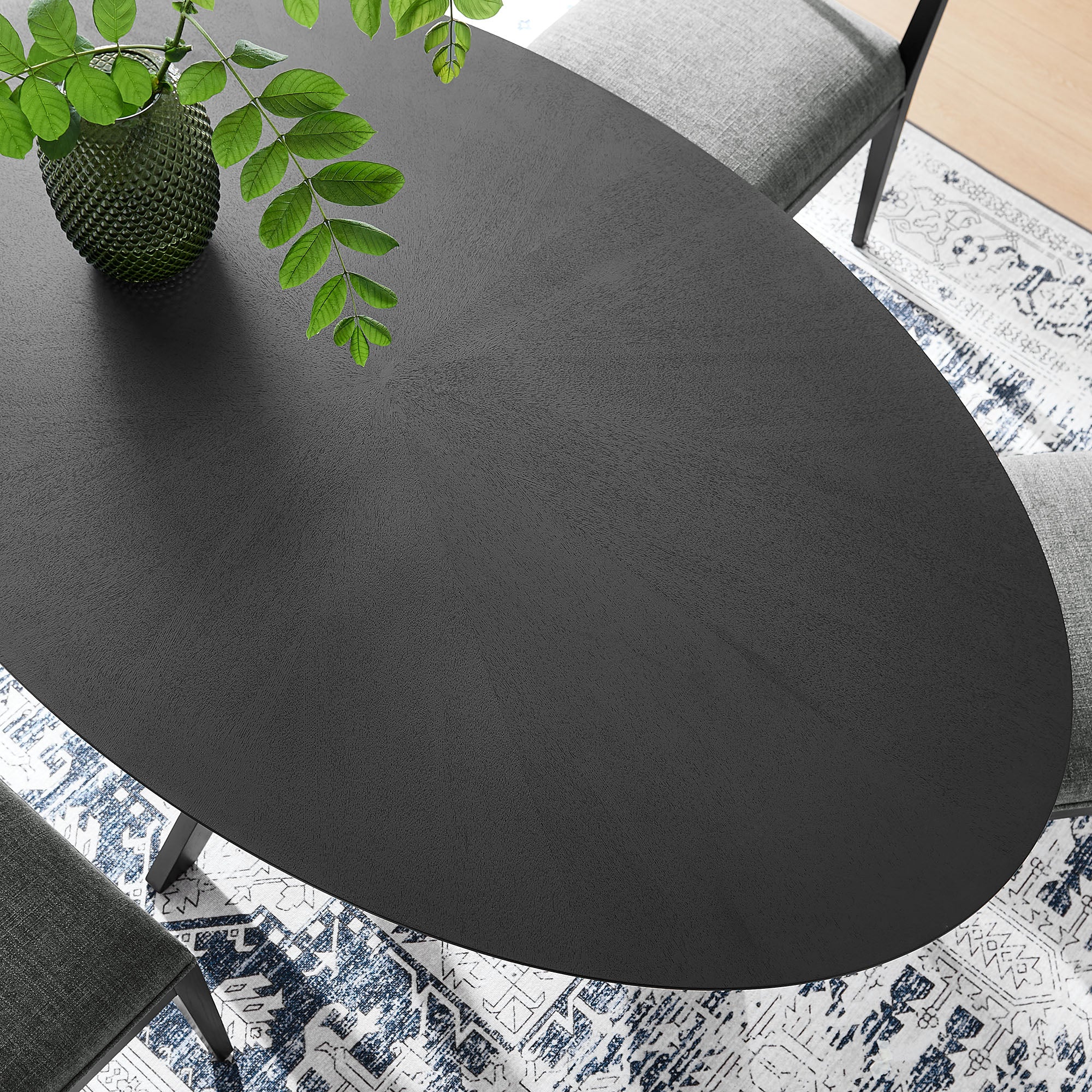 Crossroads 71" Oval Wood Dining Table, Black