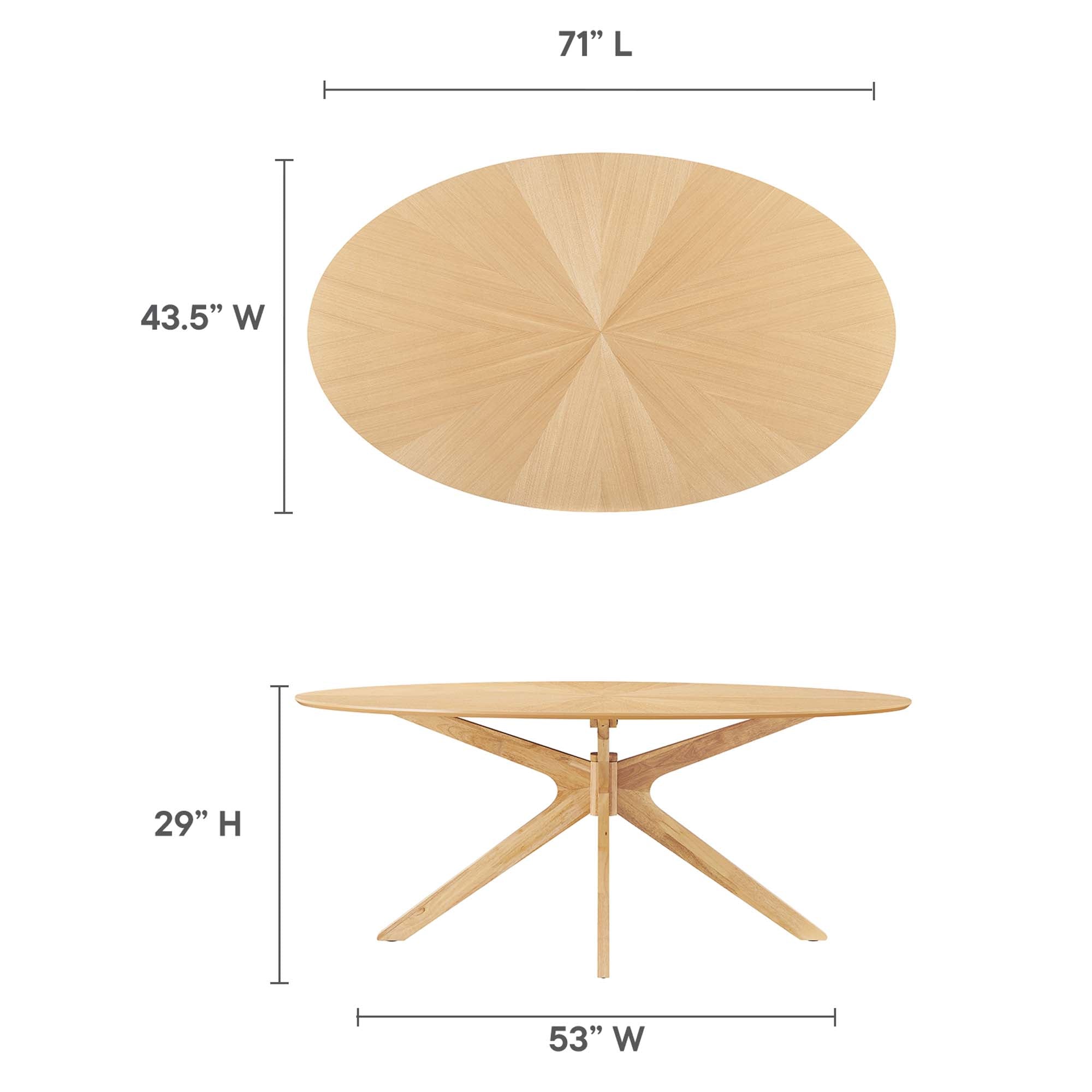 Crossroads 71" Oval Wood Dining Table, Oak