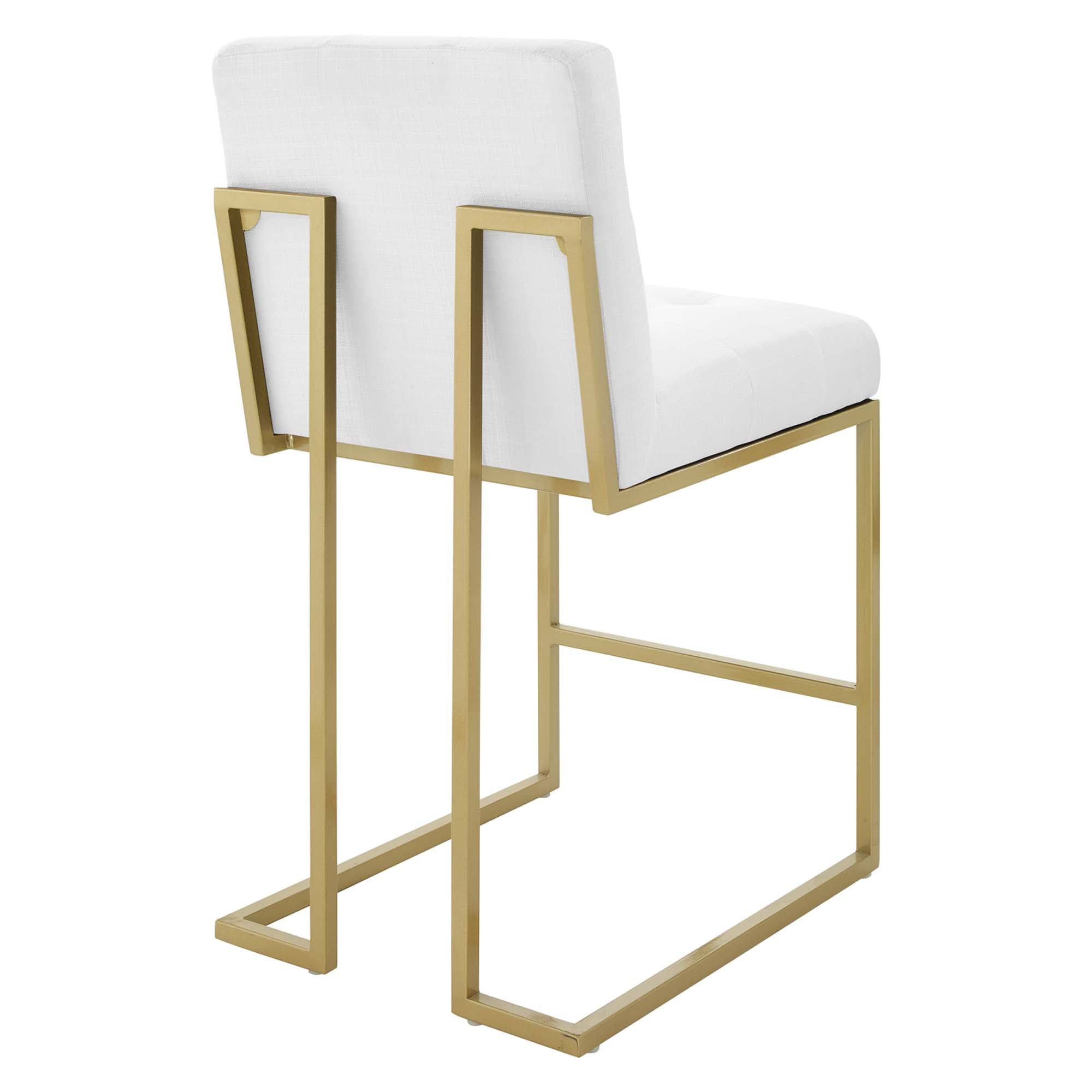 Privy Gold Stainless Steel Upholstered Fabric Counter Stool, Gold White