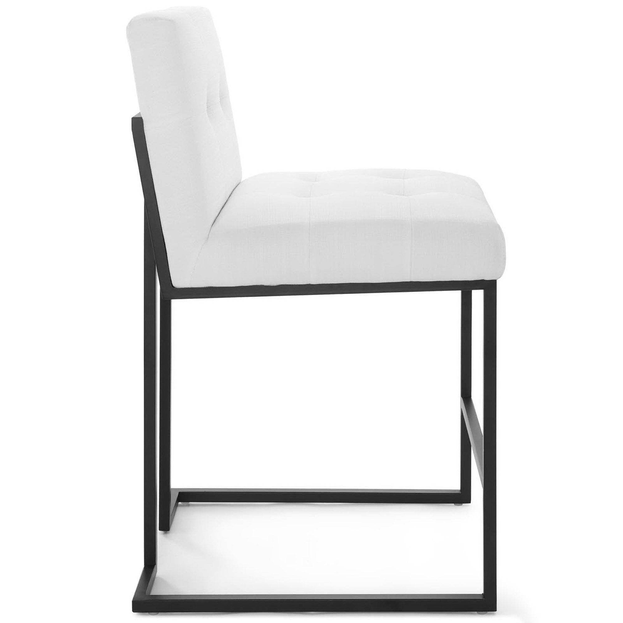 Privy Black Stainless Steel Upholstered Fabric Counter Stool, Black White