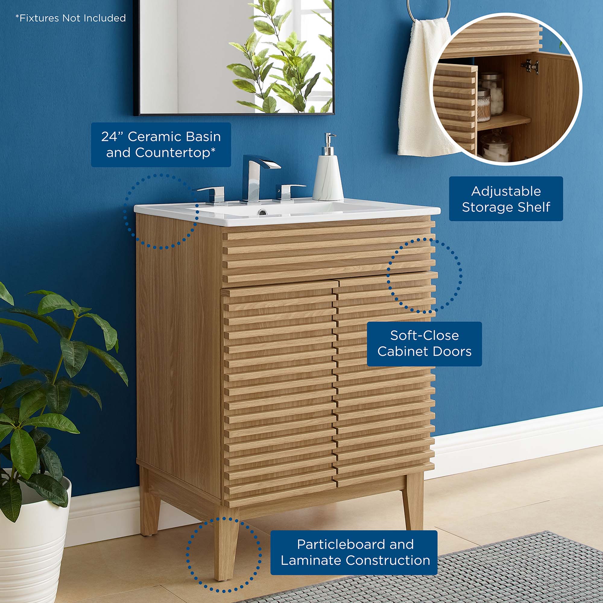 Render 24" Bathroom Vanity, Oak White