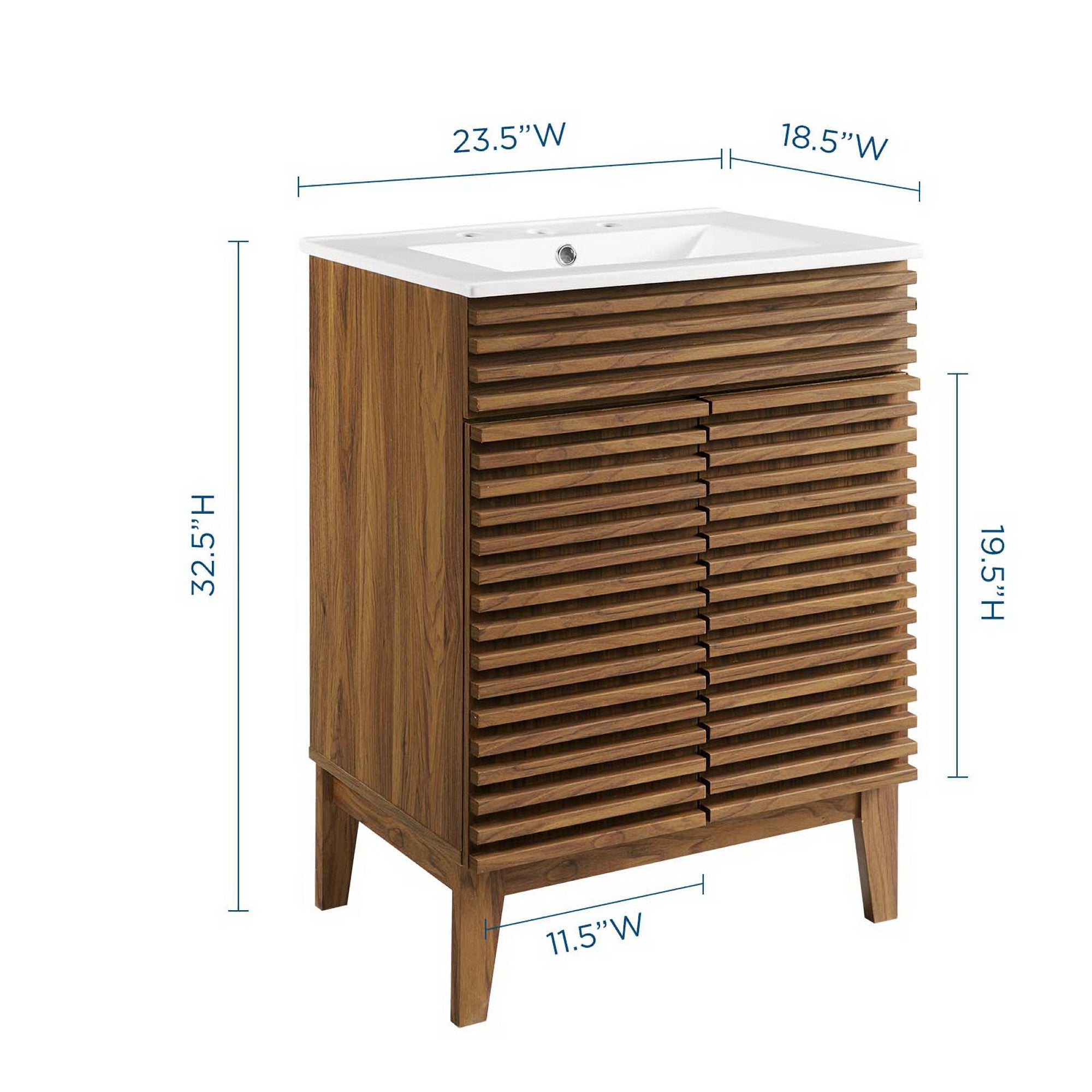 Render 24" Bathroom Vanity, Walnut White
