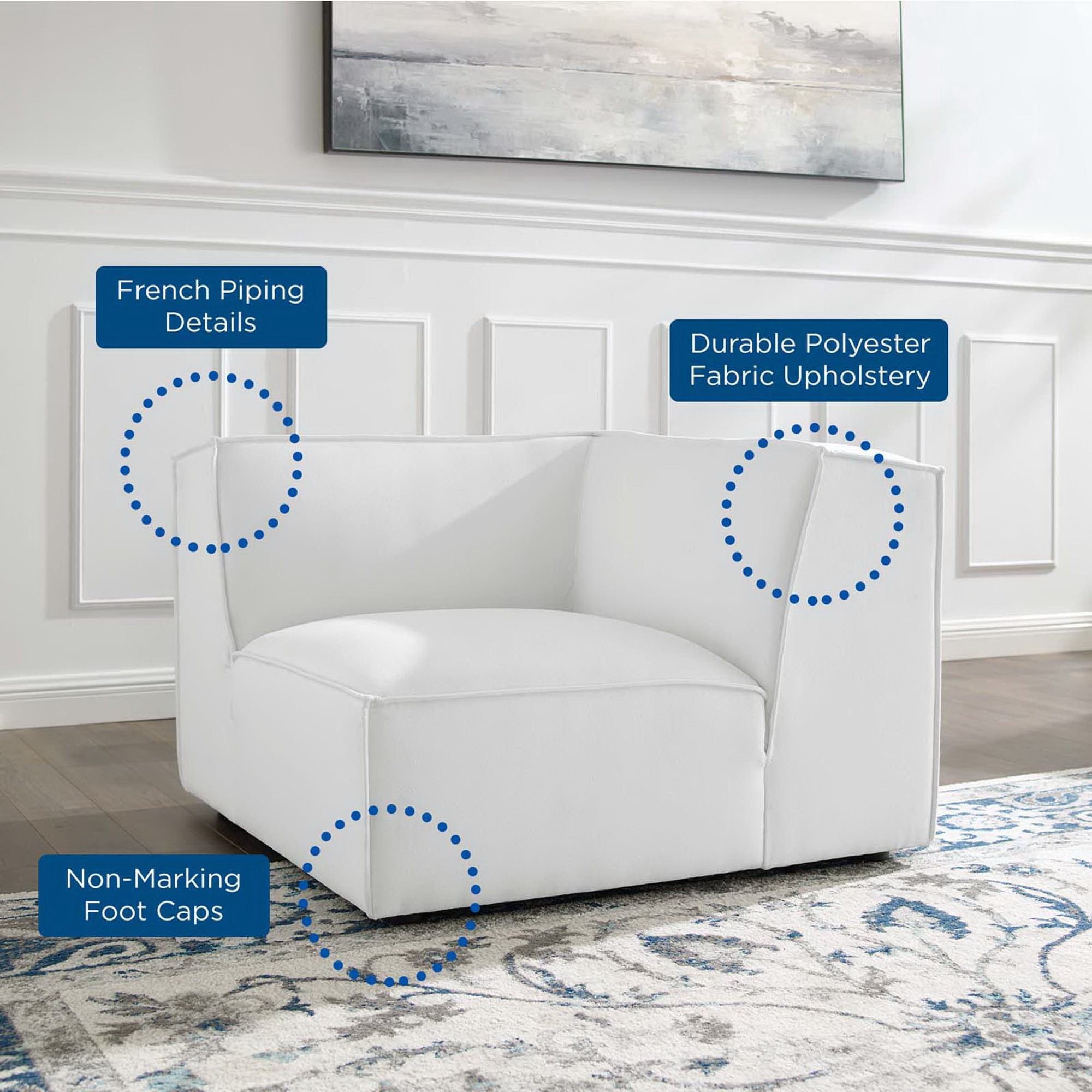 Restore Sectional Sofa Corner Chair, White