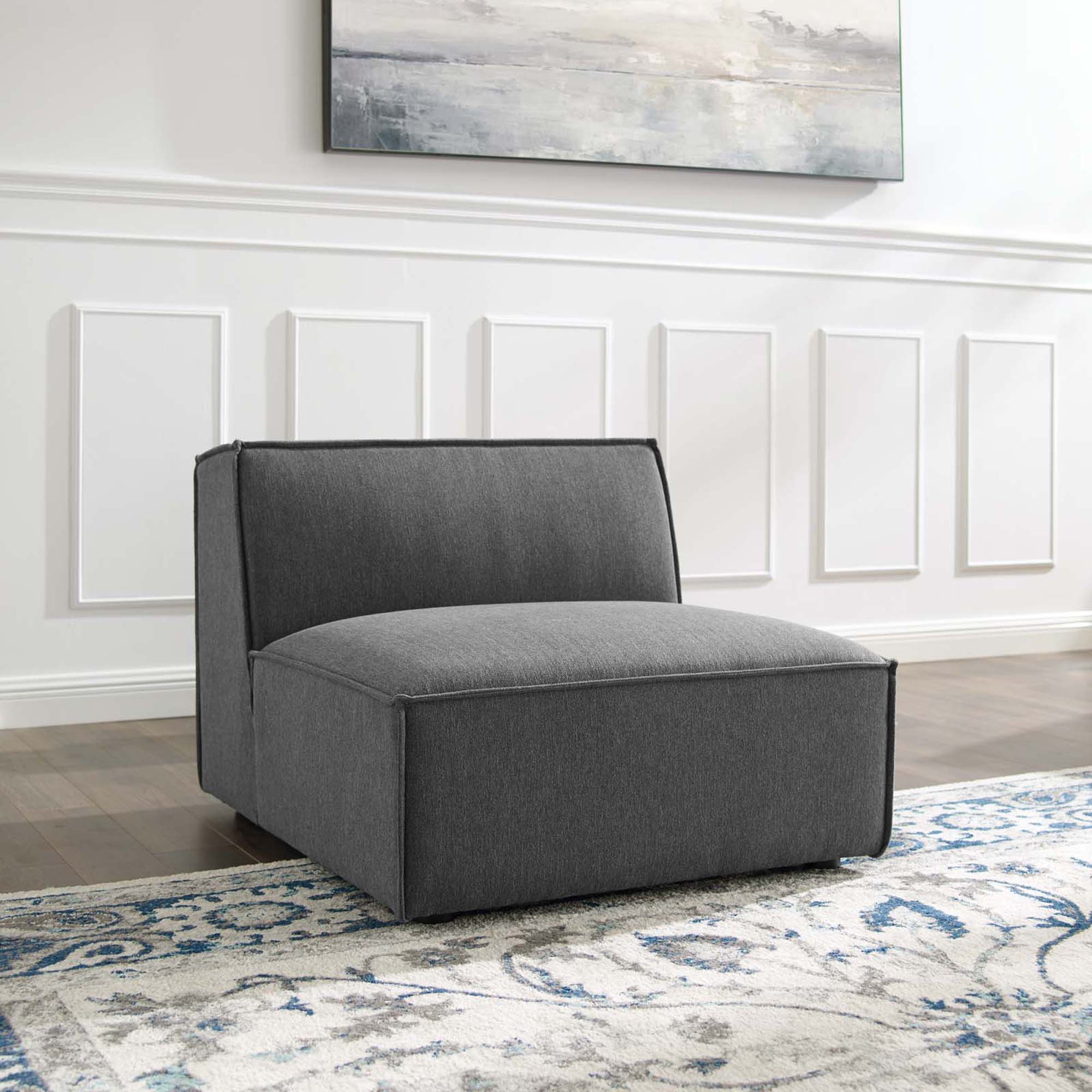 Restore Sectional Sofa Armless Chair, Charcoal