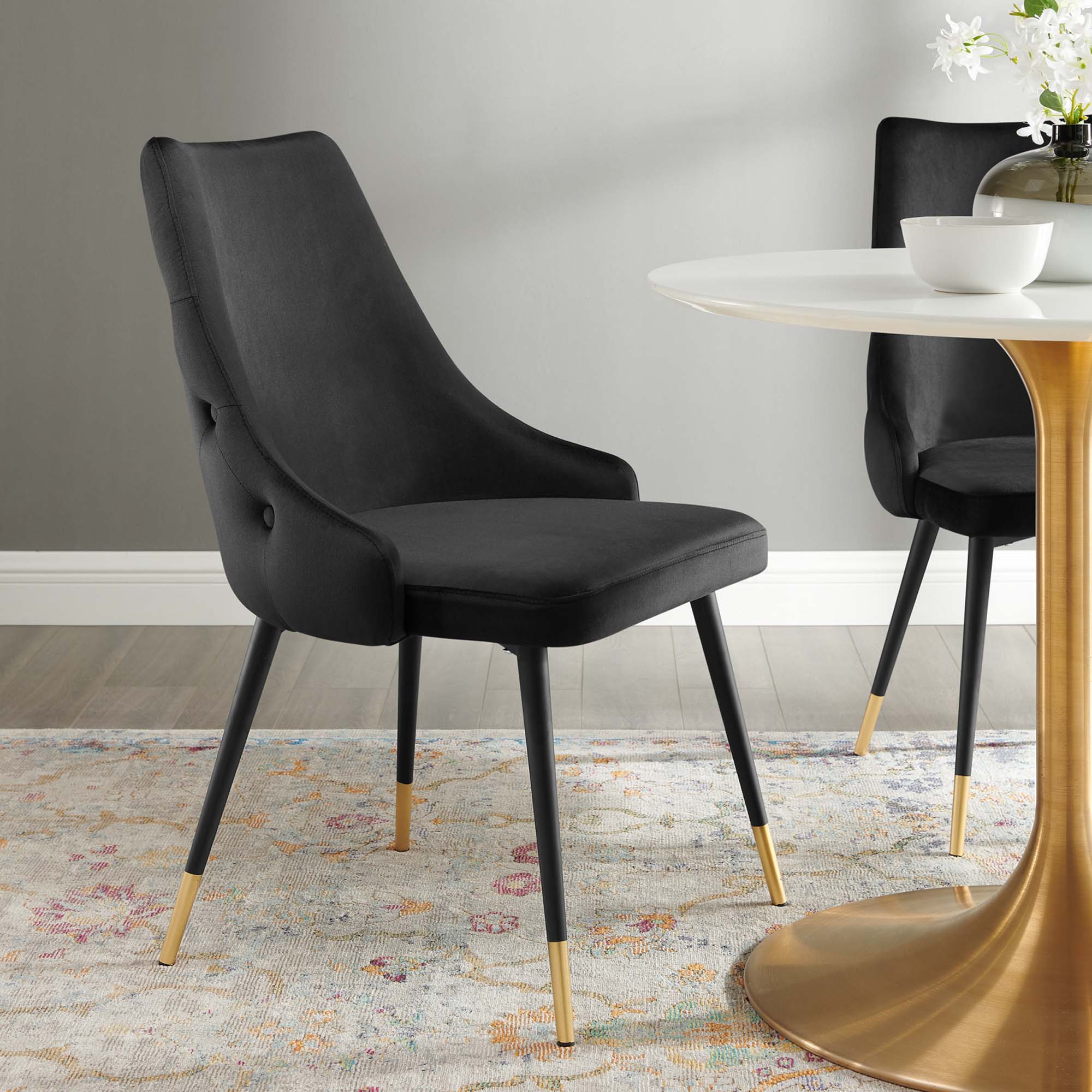 Adorn Tufted Performance Velvet Dining Side Chair, Black