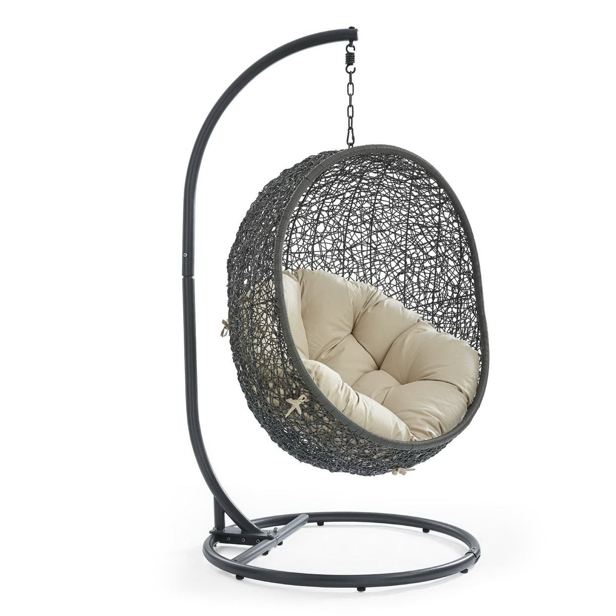 Hide Outdoor Patio Sunbrella® Swing Chair With Stand, Gray Beige