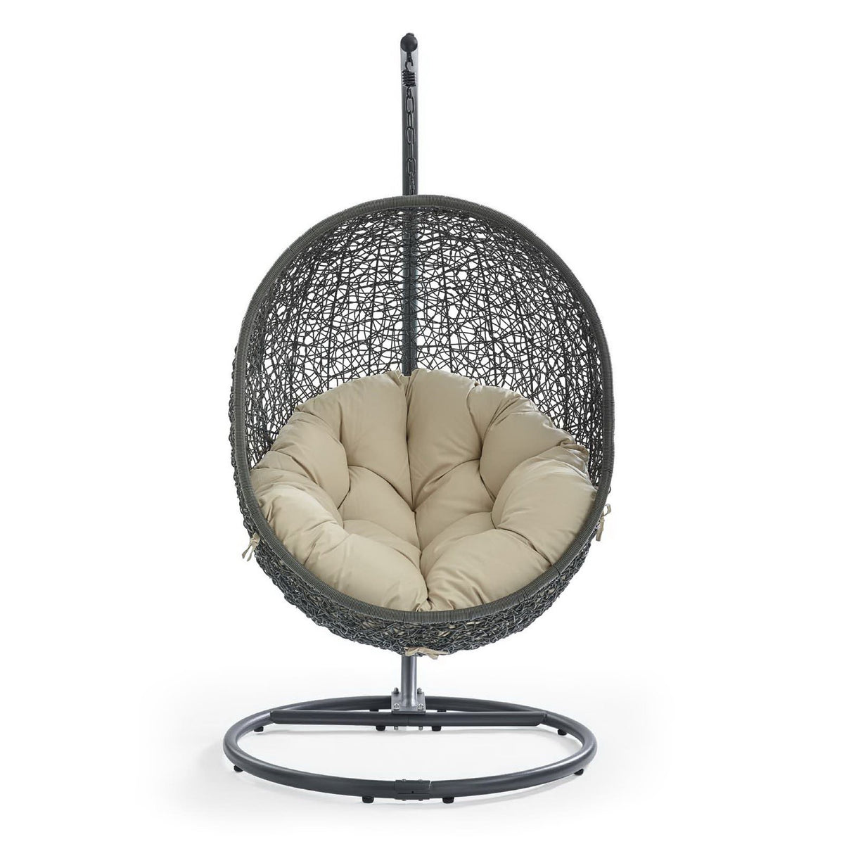 Hide Outdoor Patio Sunbrella® Swing Chair With Stand, Gray Beige