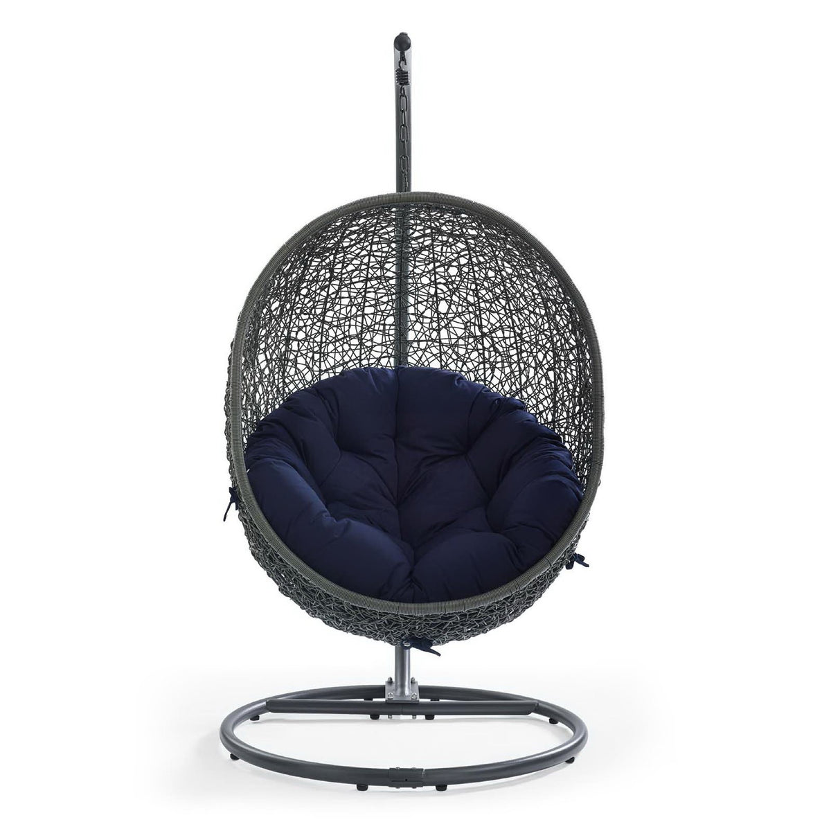 Hide Outdoor Patio Sunbrella® Swing Chair With Stand, Gray Navy