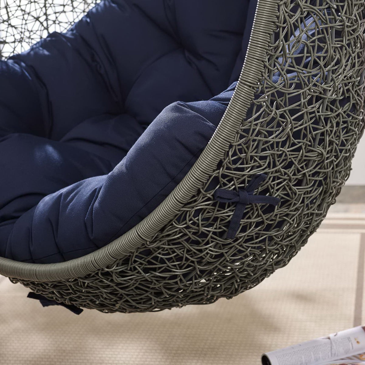 Hide Outdoor Patio Sunbrella® Swing Chair With Stand, Gray Navy