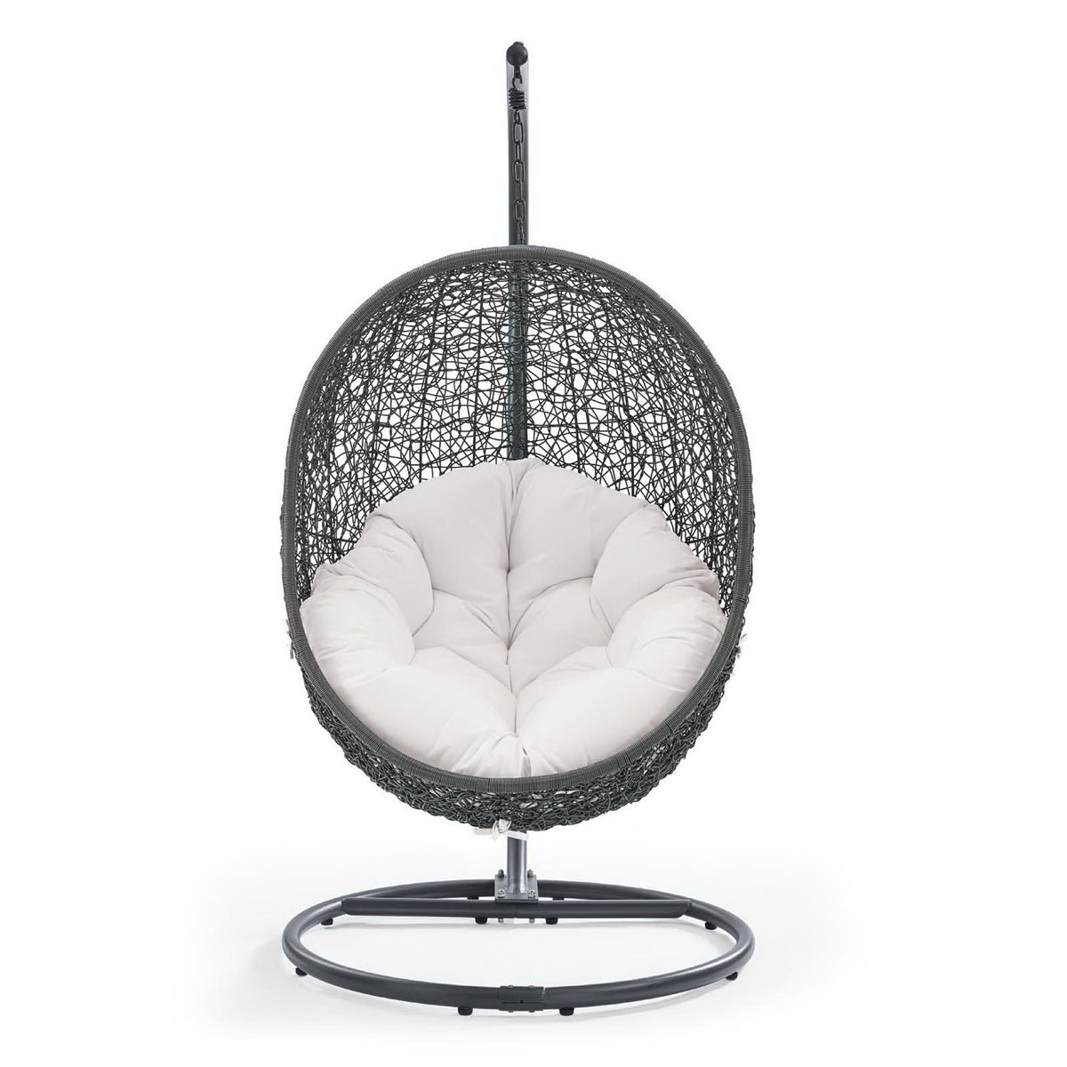 Hide Outdoor Patio Sunbrella® Swing Chair With Stand, Gray White