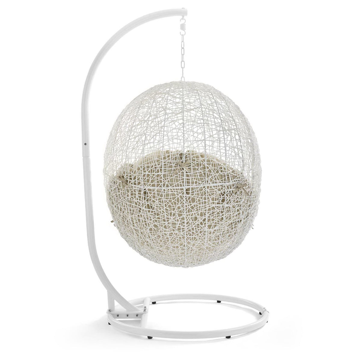 Hide Outdoor Patio Sunbrella® Swing Chair With Stand, White Beige
