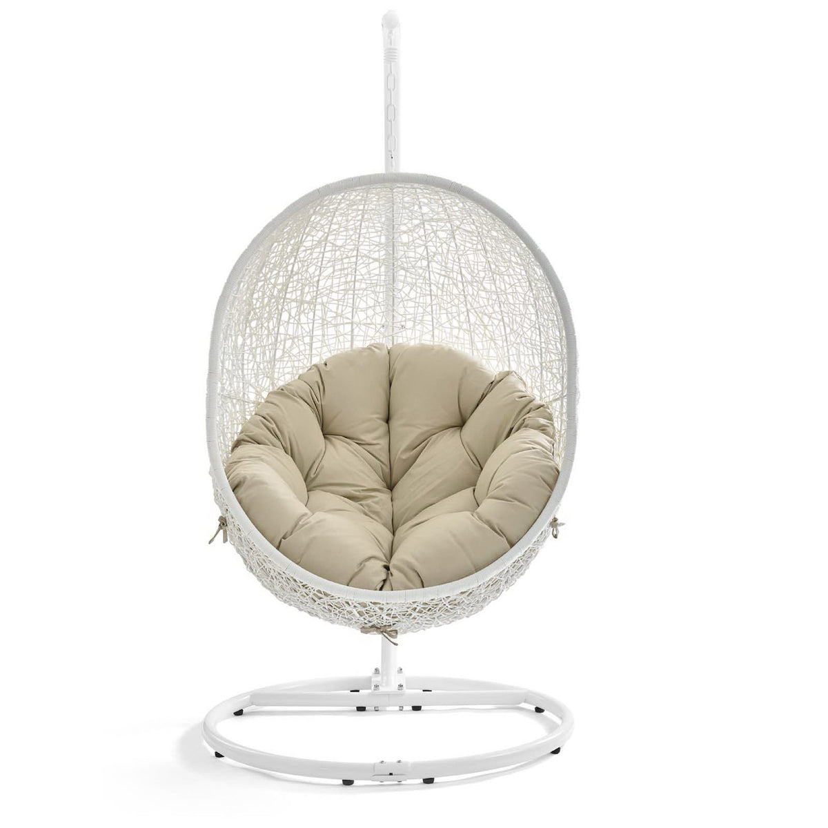 Hide Outdoor Patio Sunbrella® Swing Chair With Stand, White Beige